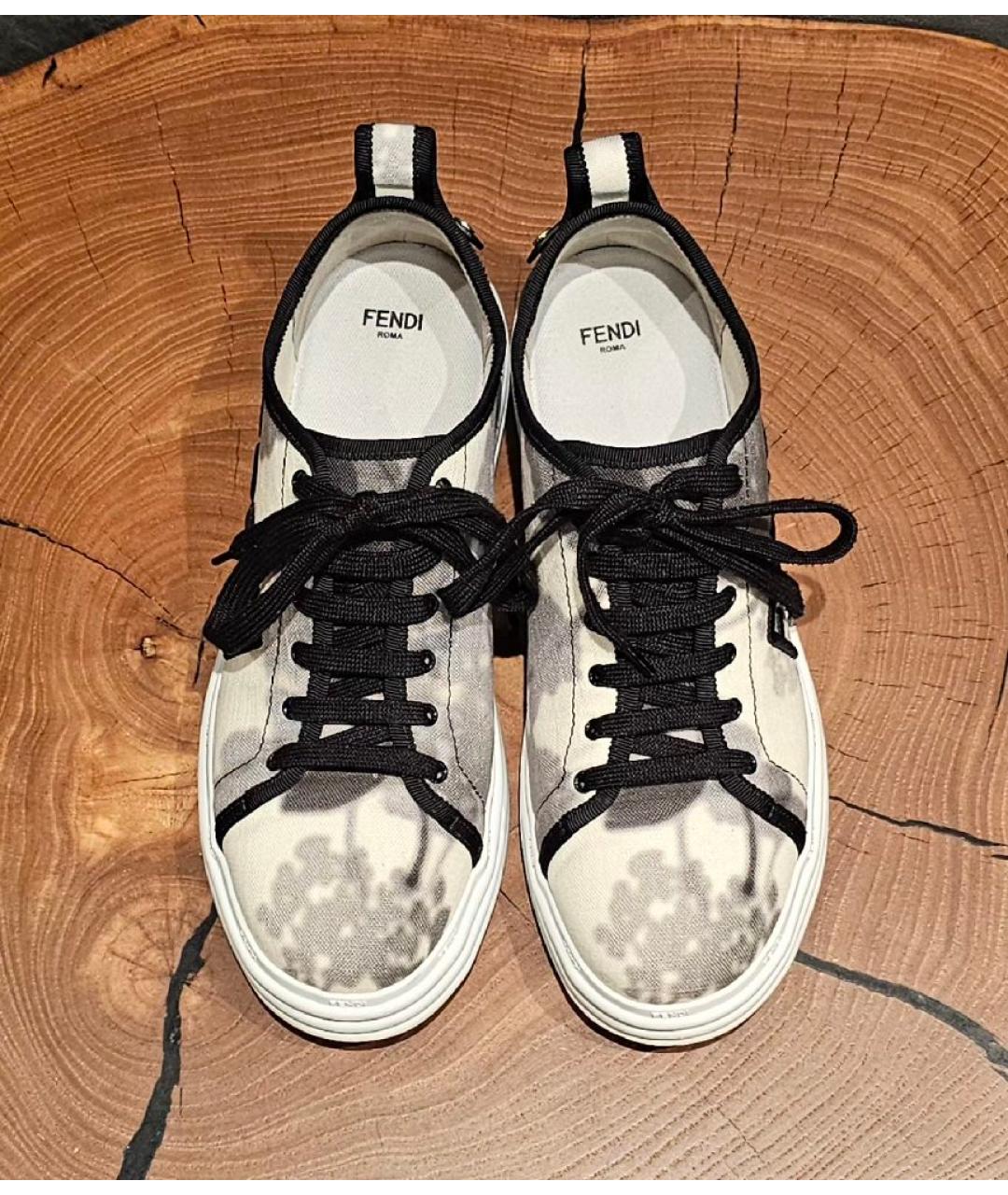 FENDI Серые текстильные кеды, фото 4