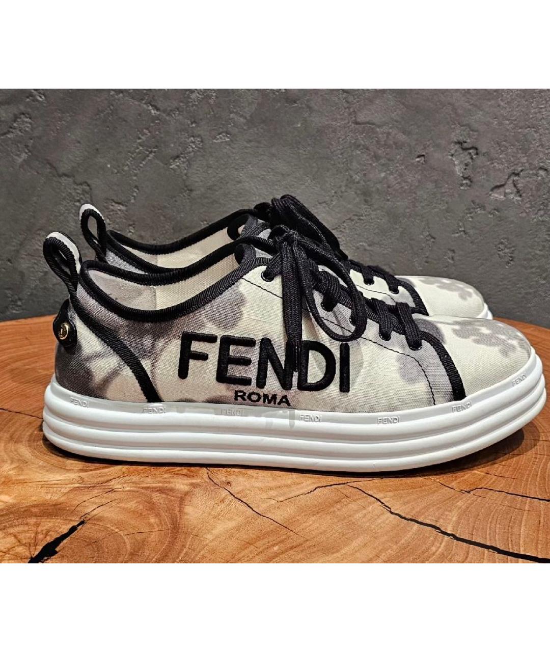 FENDI Серые текстильные кеды, фото 2