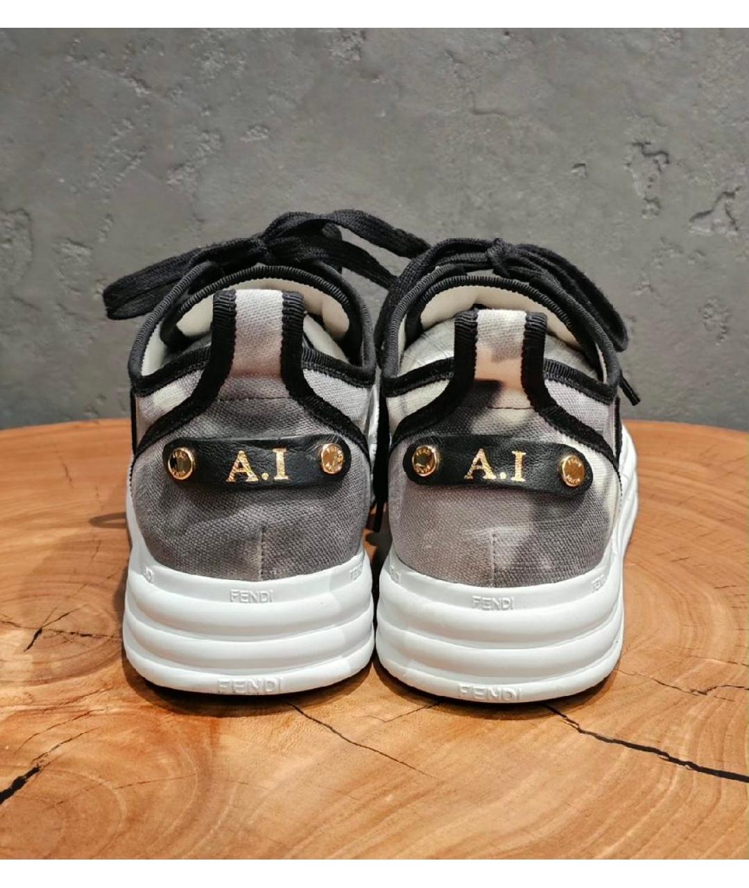 FENDI Серые текстильные кеды, фото 3