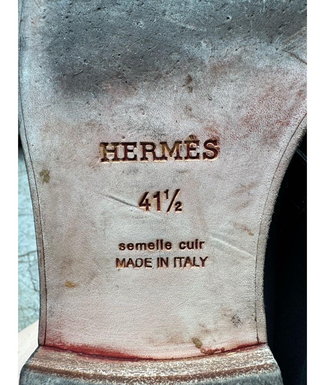 HERMES Черные кожаные лоферы, фото 6