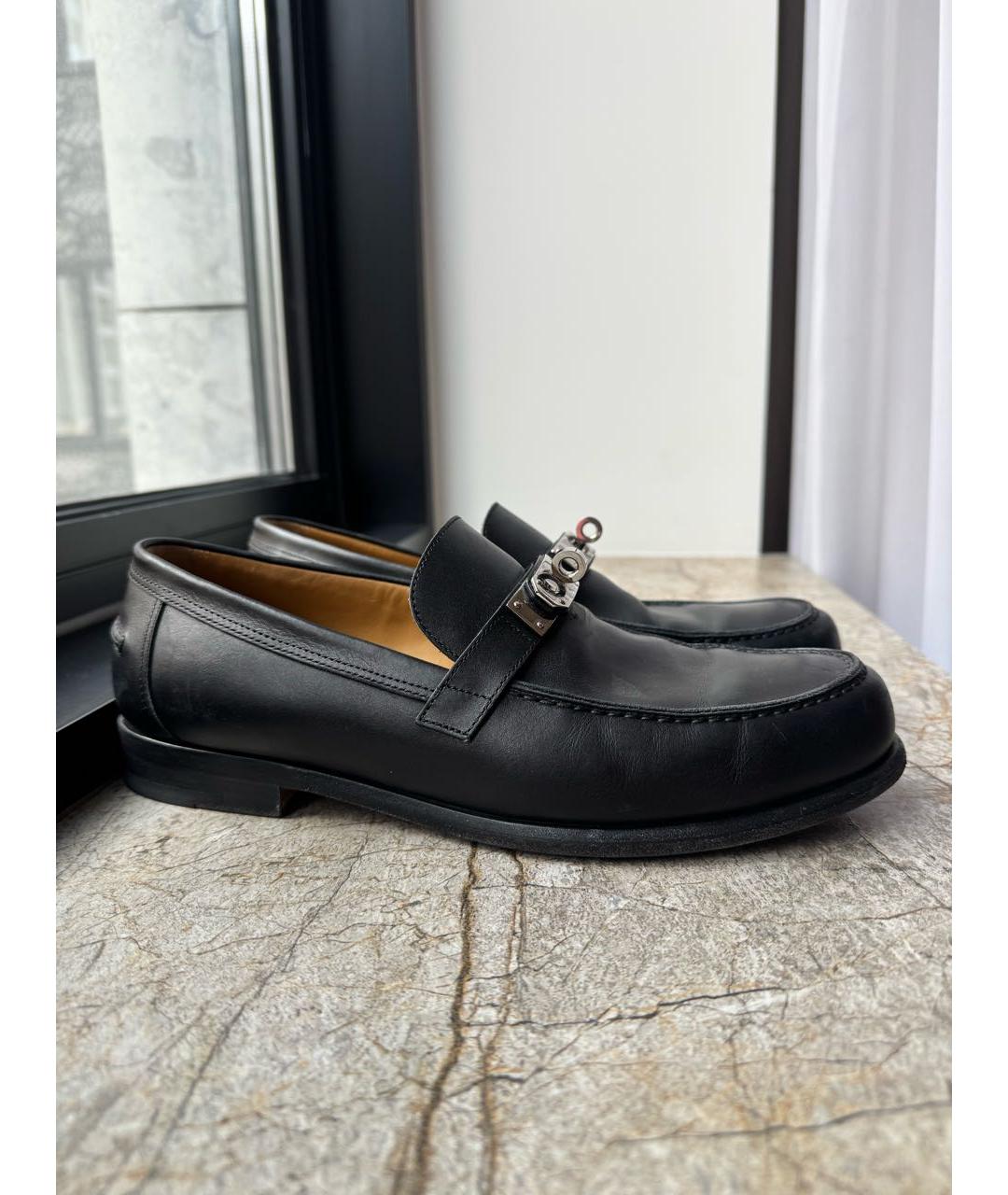 HERMES Черные кожаные лоферы, фото 7