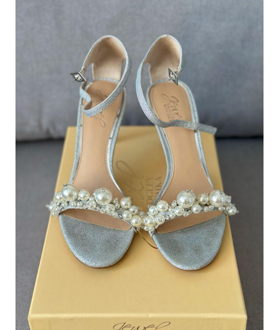 BADGLEY MISCHKA Серебряные босоножки, фото 6