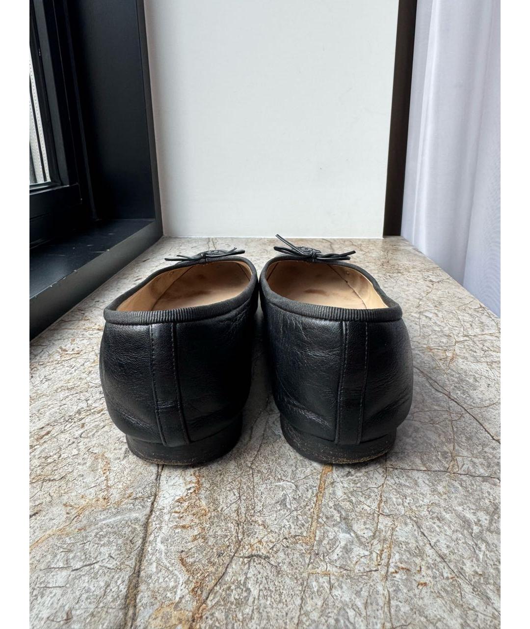 CHANEL Черные кожаные балетки, фото 4