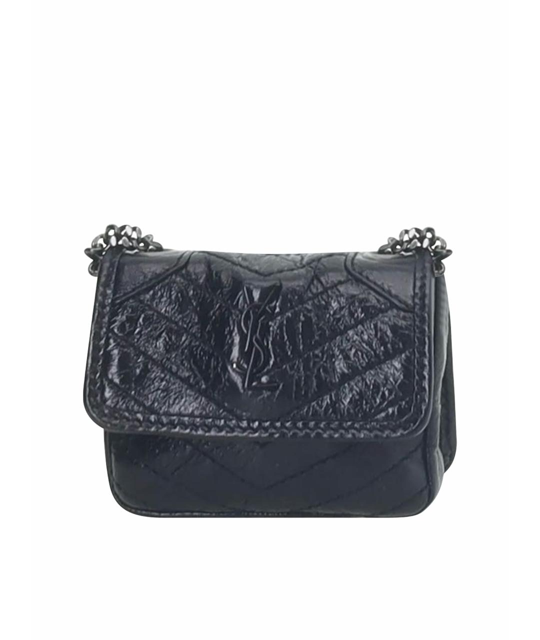 SAINT LAURENT Черная кожаная сумка через плечо, фото 1