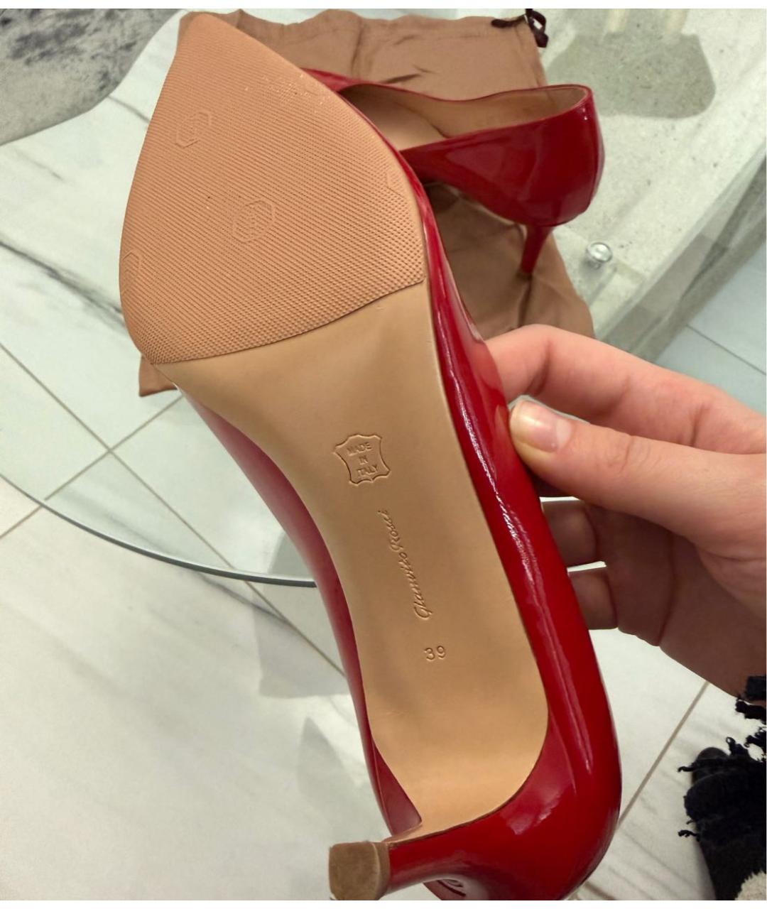 GIANVITO ROSSI Красные кожаные туфли, фото 8