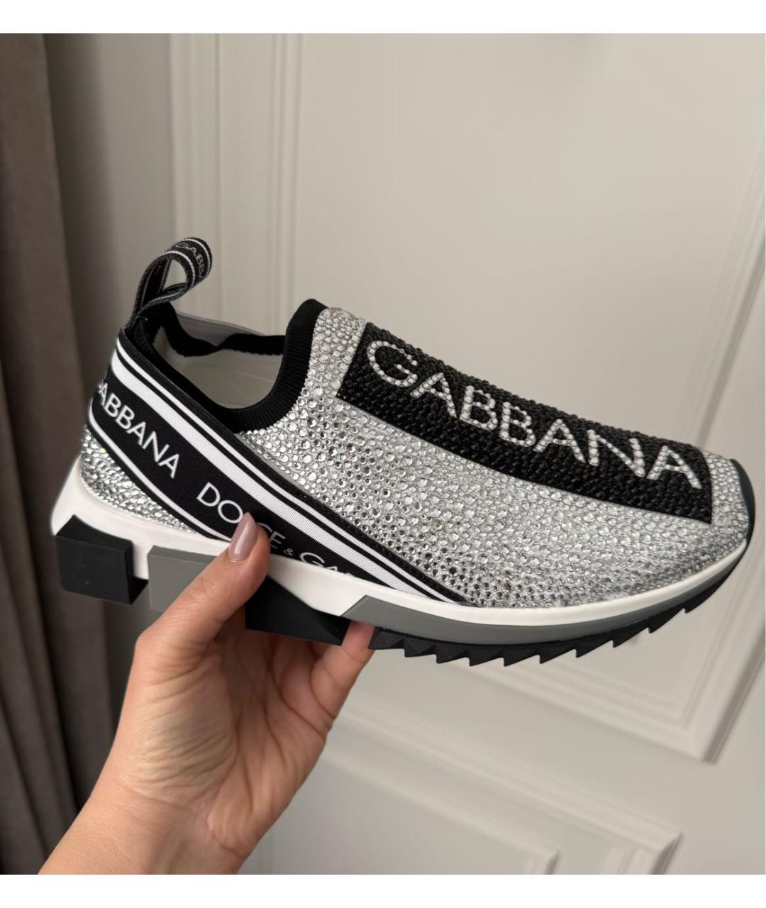 DOLCE&GABBANA Серебряные текстильные кроссовки, фото 6