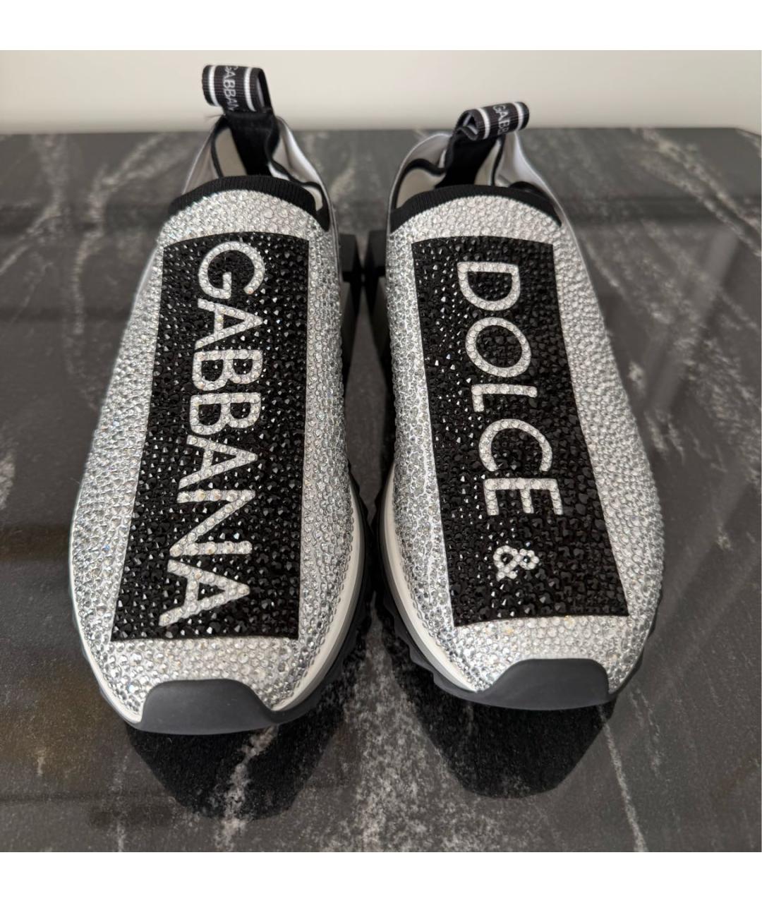 DOLCE&GABBANA Серебряные текстильные кроссовки, фото 2