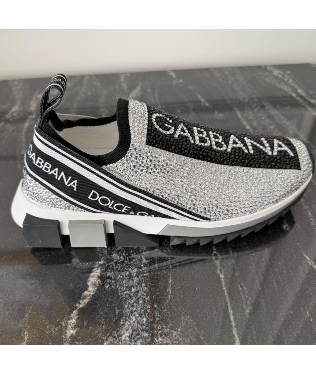 DOLCE&GABBANA Серебряные текстильные кроссовки, фото 7