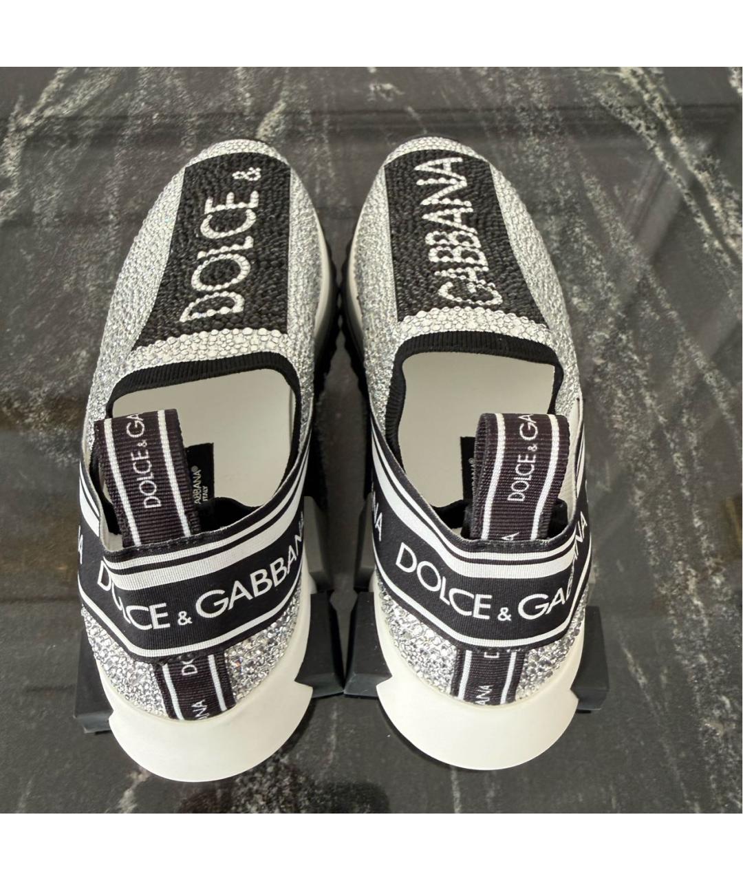 DOLCE&GABBANA Серебряные текстильные кроссовки, фото 3