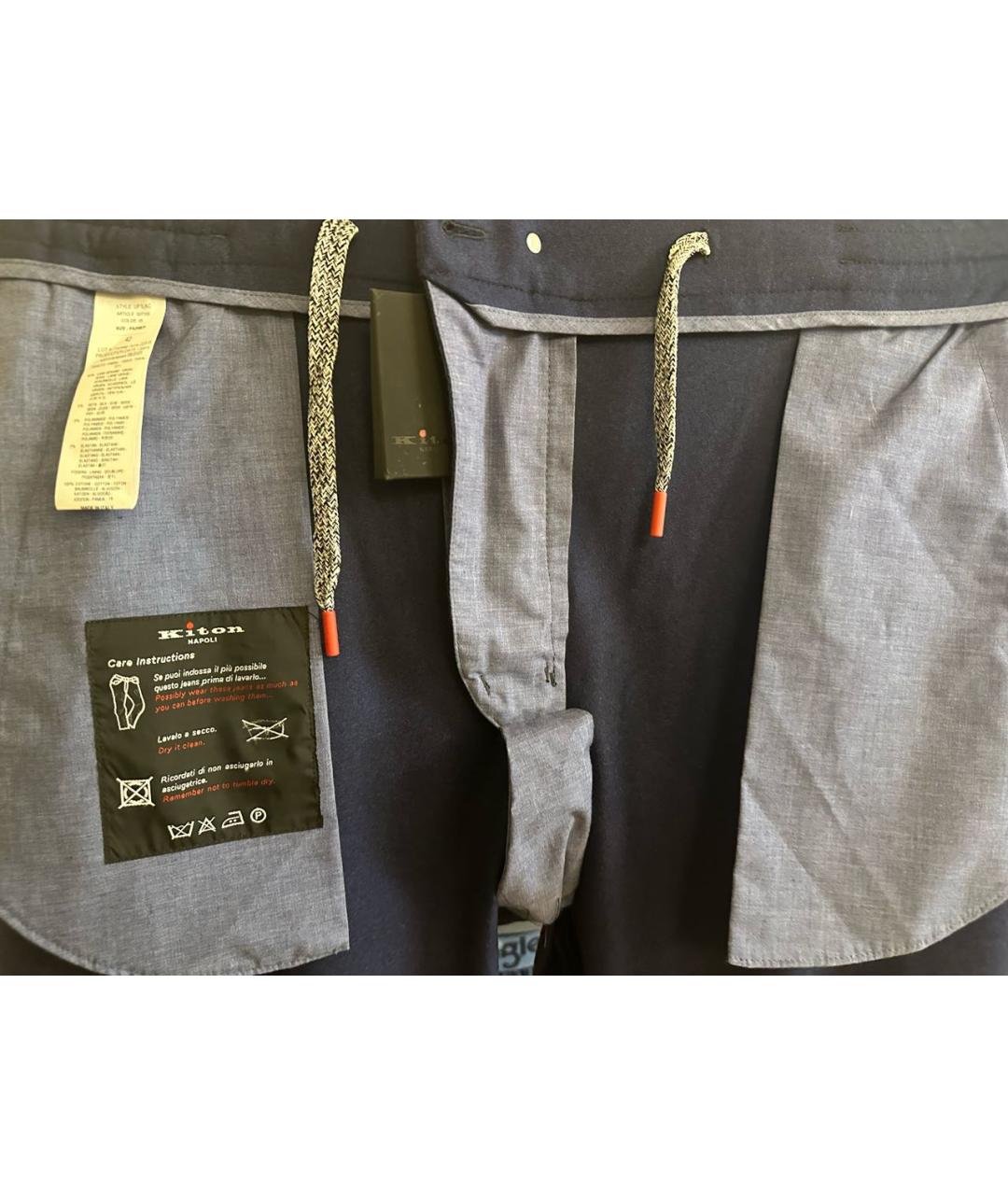 KITON Темно-синие хлопковые повседневные брюки, фото 3