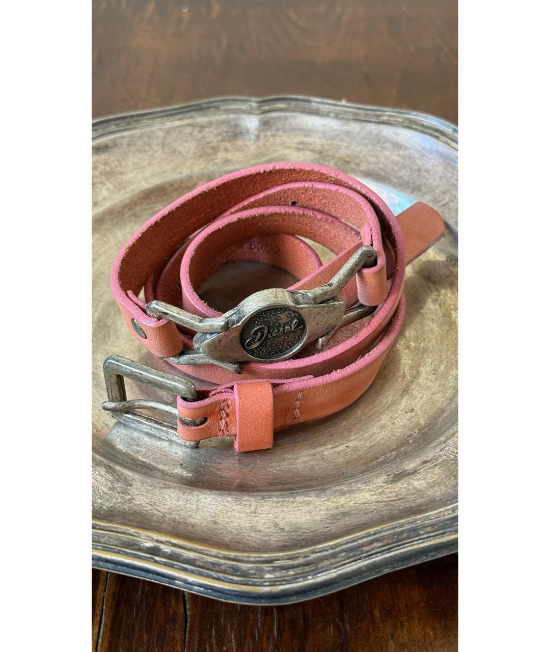 DIESEL Розовый кожаный ремень, фото 5