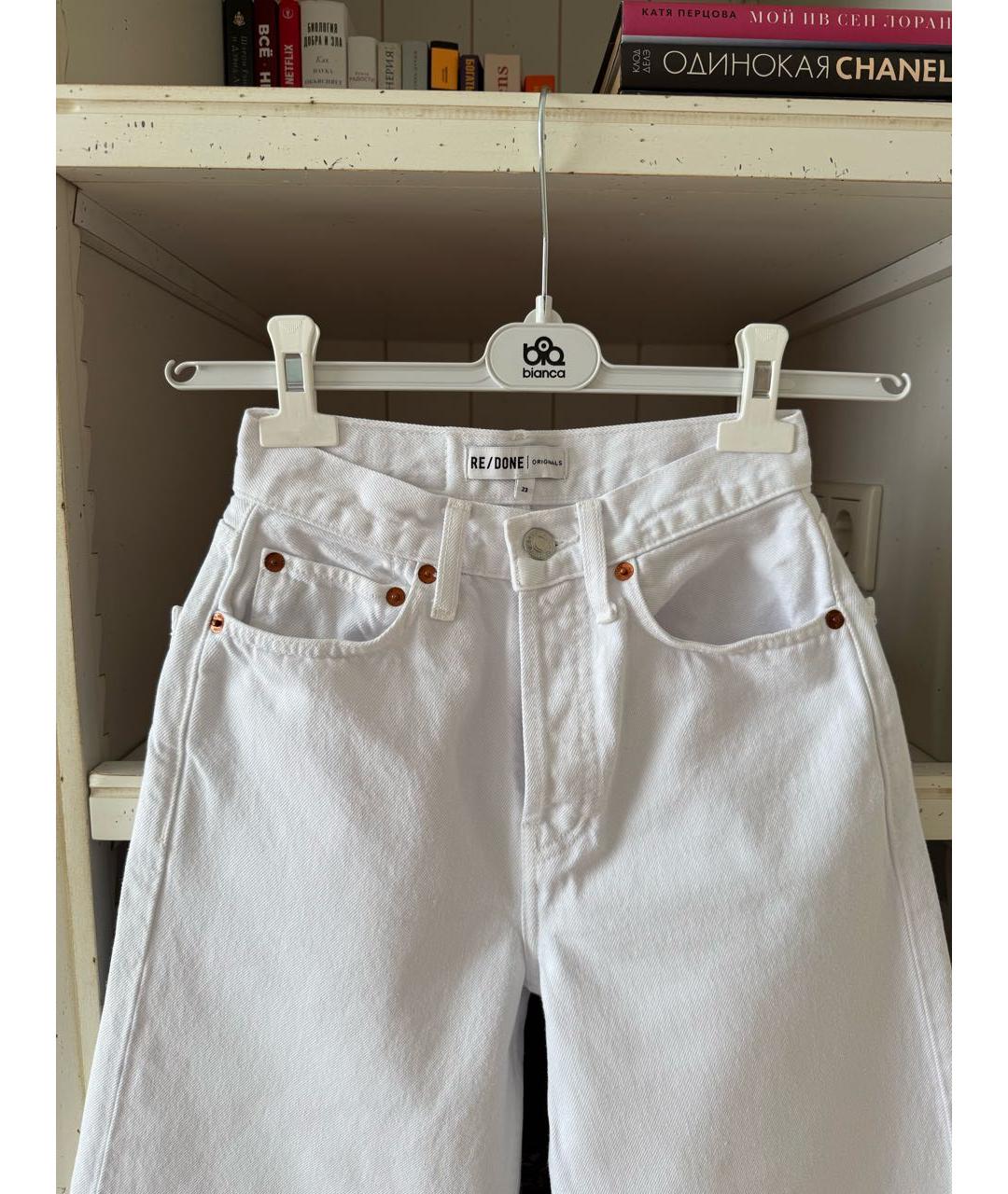 Re done Белые хлопковые прямые джинсы, фото 3