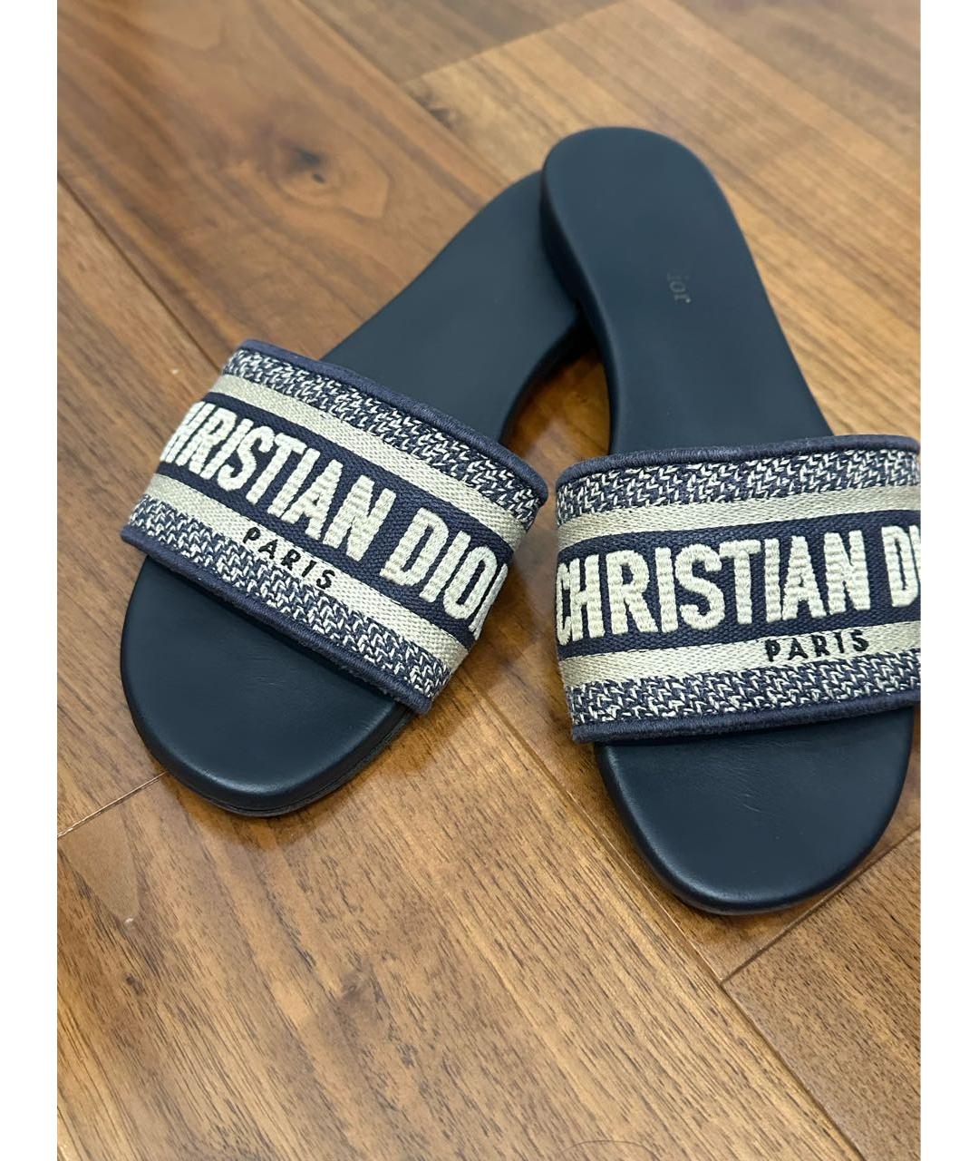 CHRISTIAN DIOR Темно-синие шлепанцы, фото 8