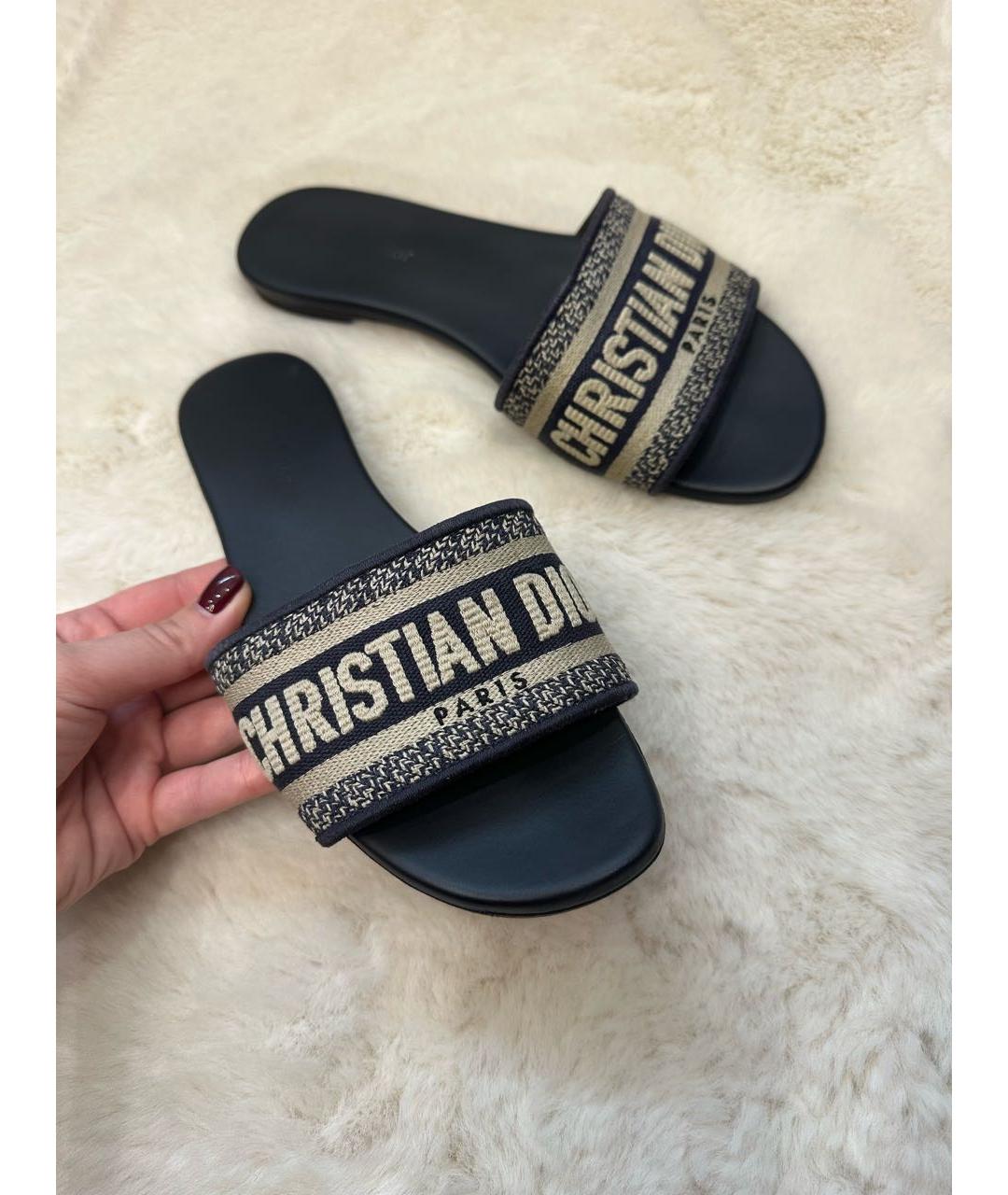 CHRISTIAN DIOR Темно-синие шлепанцы, фото 7