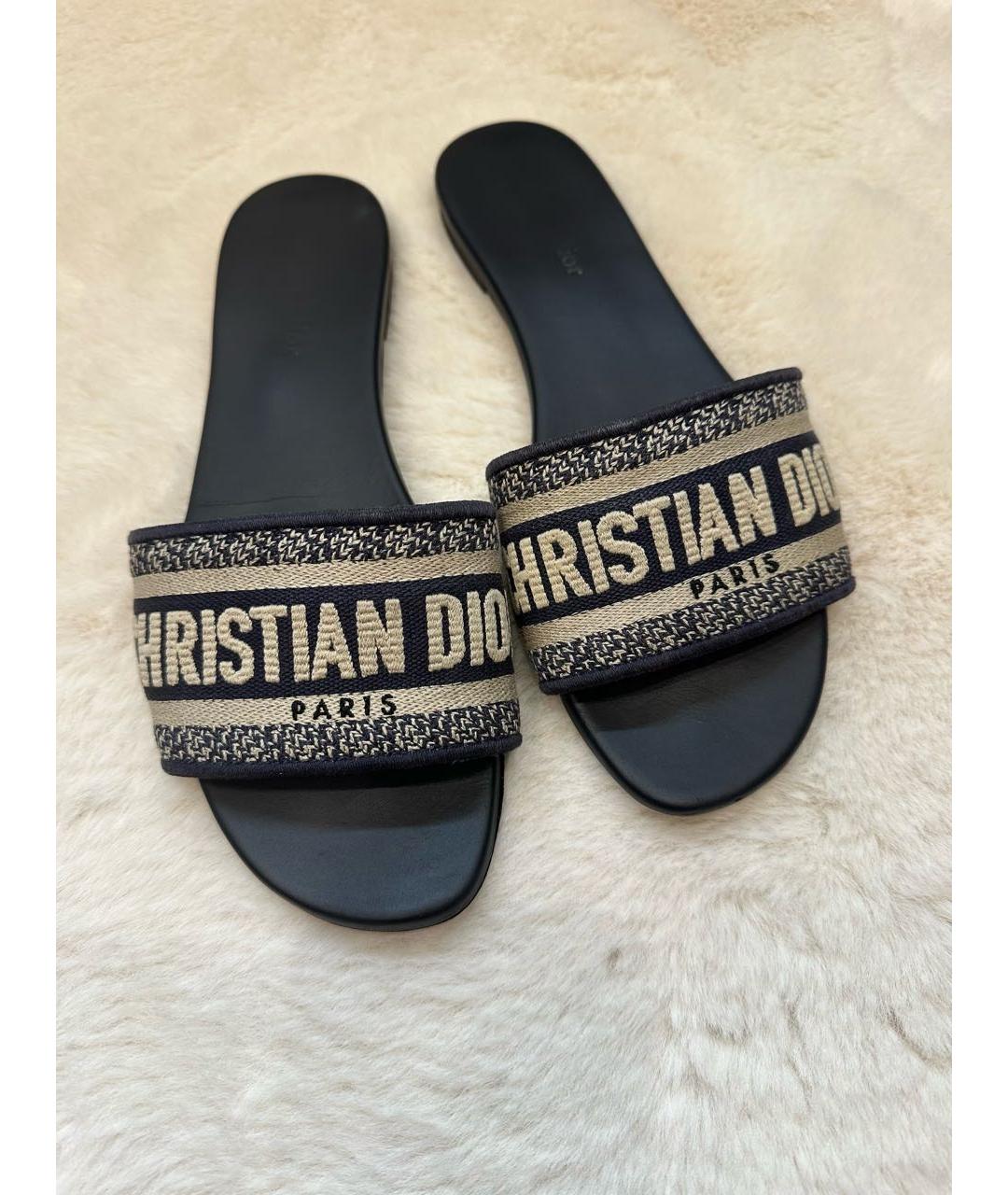 CHRISTIAN DIOR Темно-синие шлепанцы, фото 3