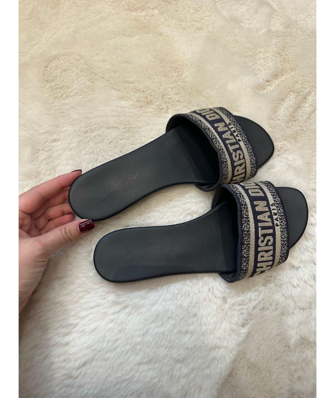 CHRISTIAN DIOR Темно-синие шлепанцы, фото 4
