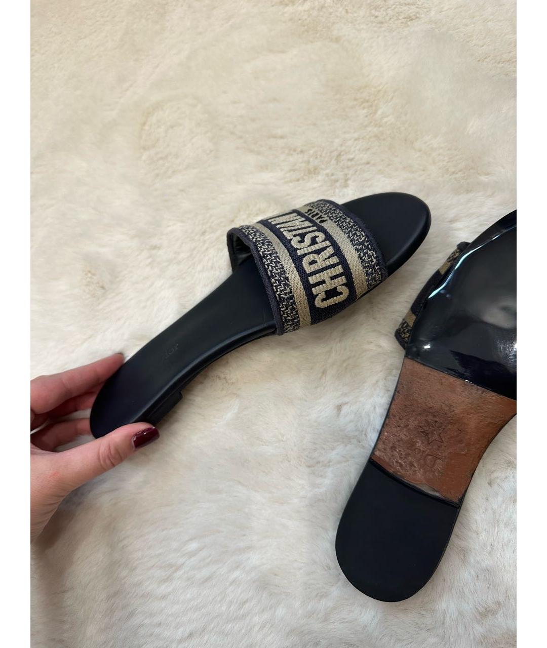 CHRISTIAN DIOR Темно-синие шлепанцы, фото 9