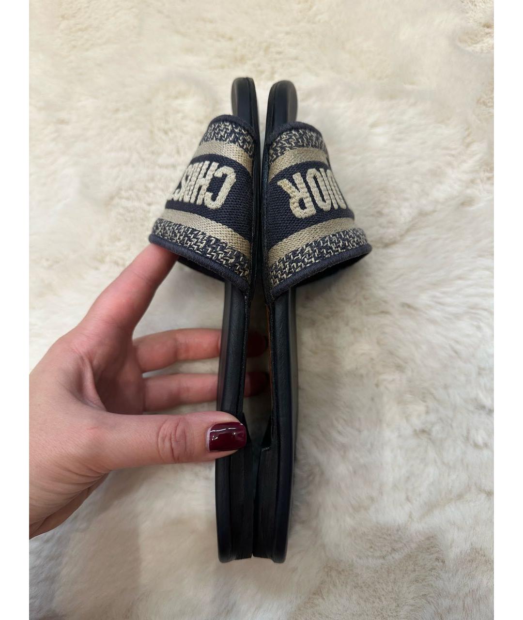 CHRISTIAN DIOR Темно-синие шлепанцы, фото 2