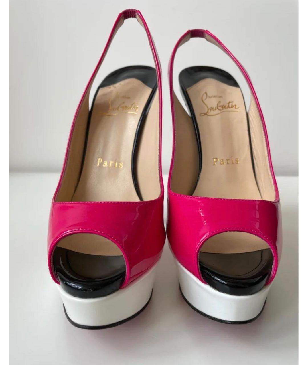 CHRISTIAN LOUBOUTIN Розовые босоножки из лакированной кожи, фото 3