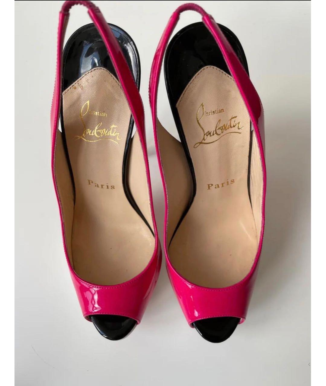 CHRISTIAN LOUBOUTIN Розовые босоножки из лакированной кожи, фото 4