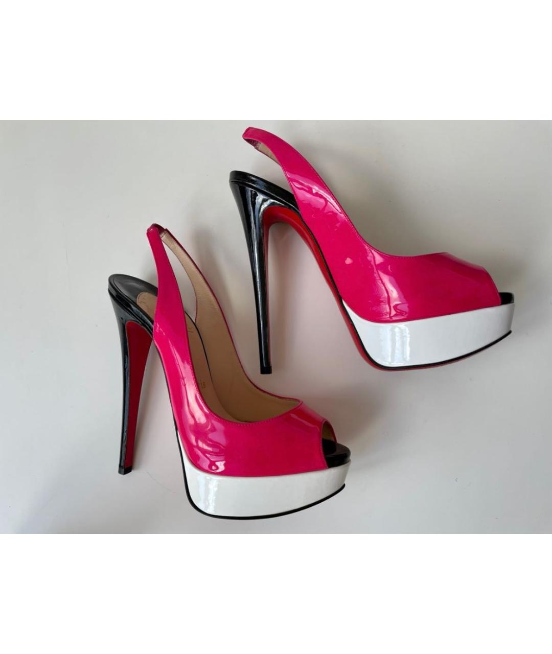 CHRISTIAN LOUBOUTIN Розовые босоножки из лакированной кожи, фото 5