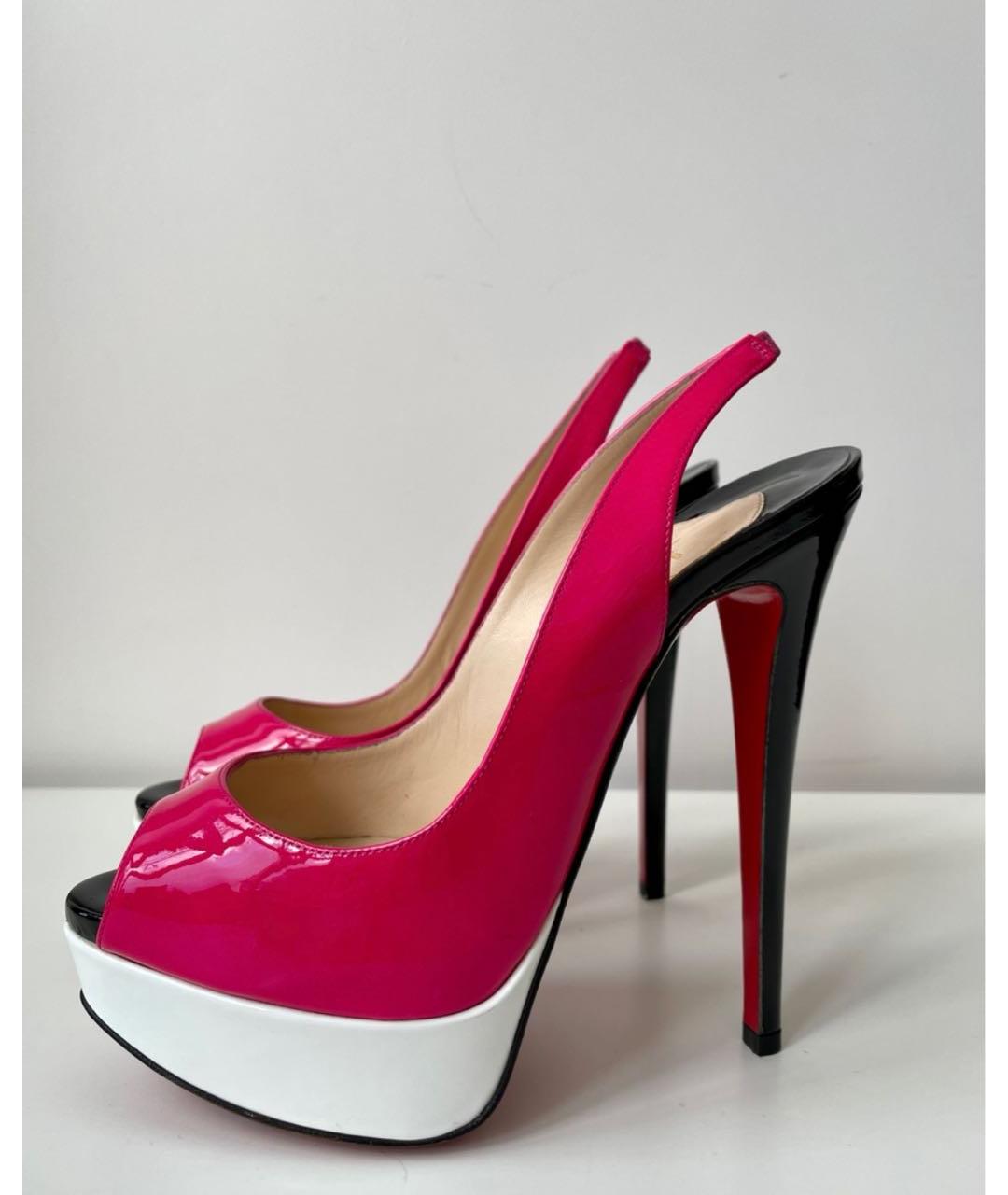 CHRISTIAN LOUBOUTIN Розовые босоножки из лакированной кожи, фото 7