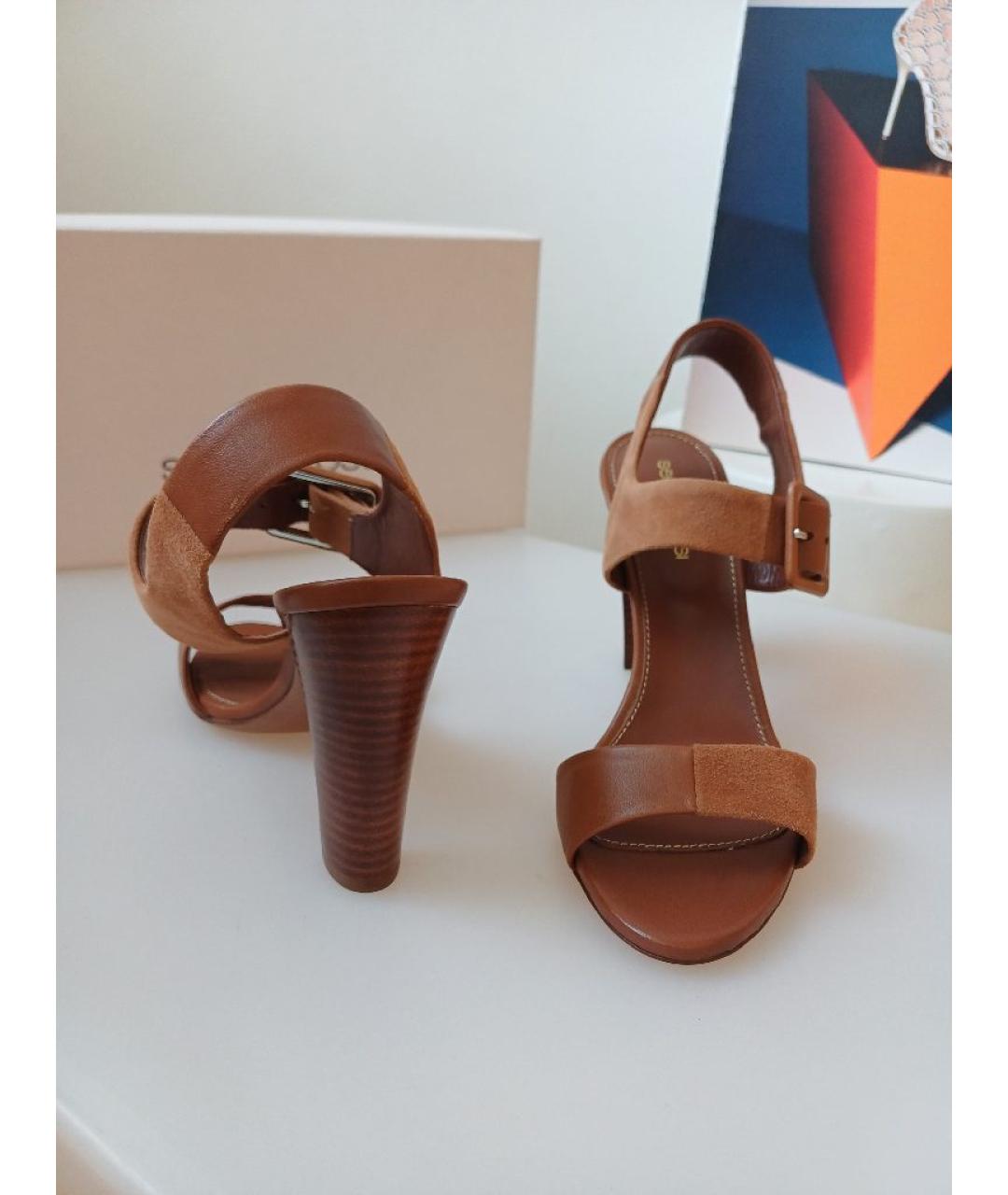 SERGIO ROSSI Коричневые кожаные босоножки, фото 5