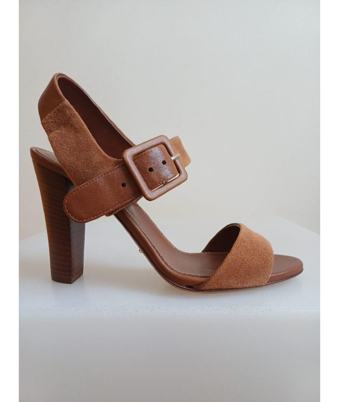 SERGIO ROSSI Коричневые кожаные босоножки, фото 10