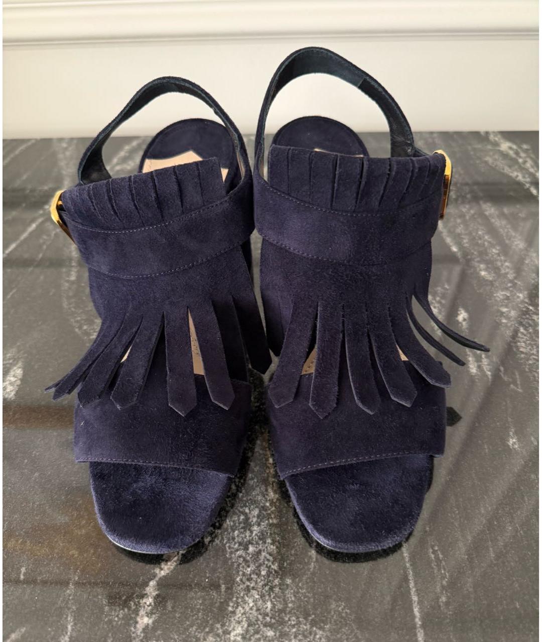 PRADA Темно-синие замшевые босоножки, фото 3