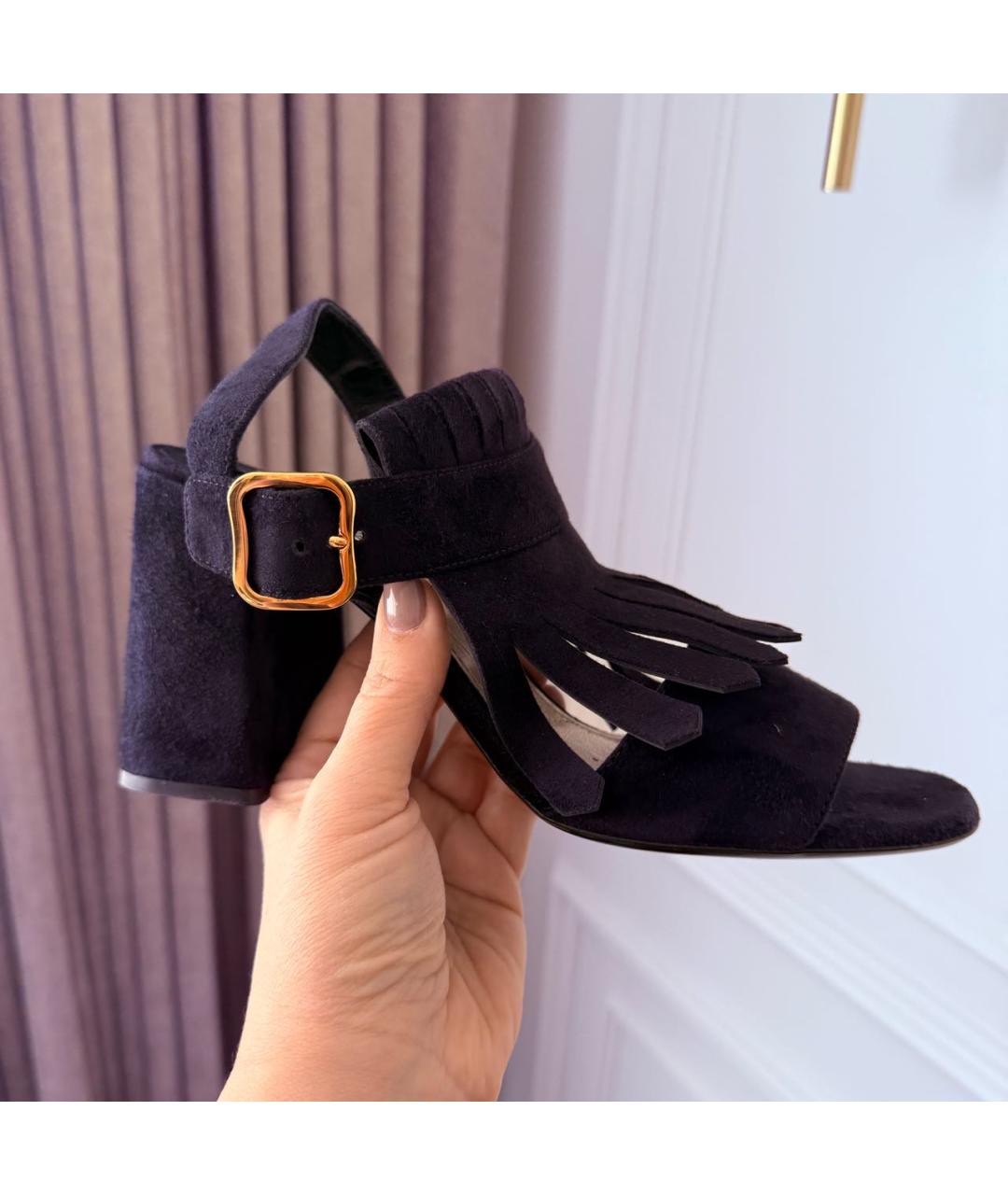 PRADA Темно-синие замшевые босоножки, фото 4