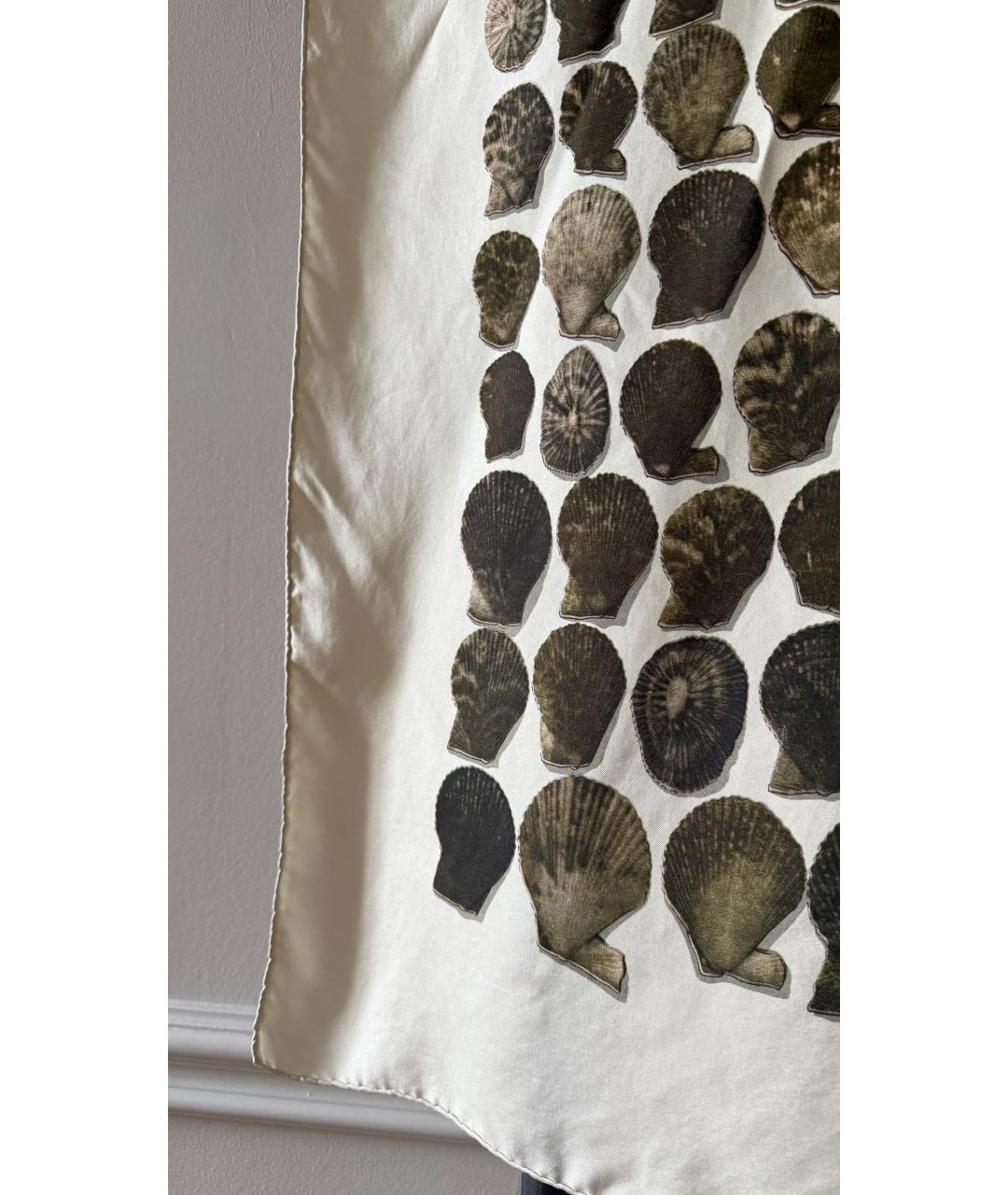 HERMES Бежевый шелковый платок, фото 4