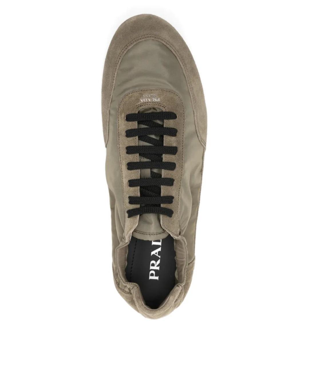 PRADA Зеленые замшевые низкие кроссовки / кеды, фото 4