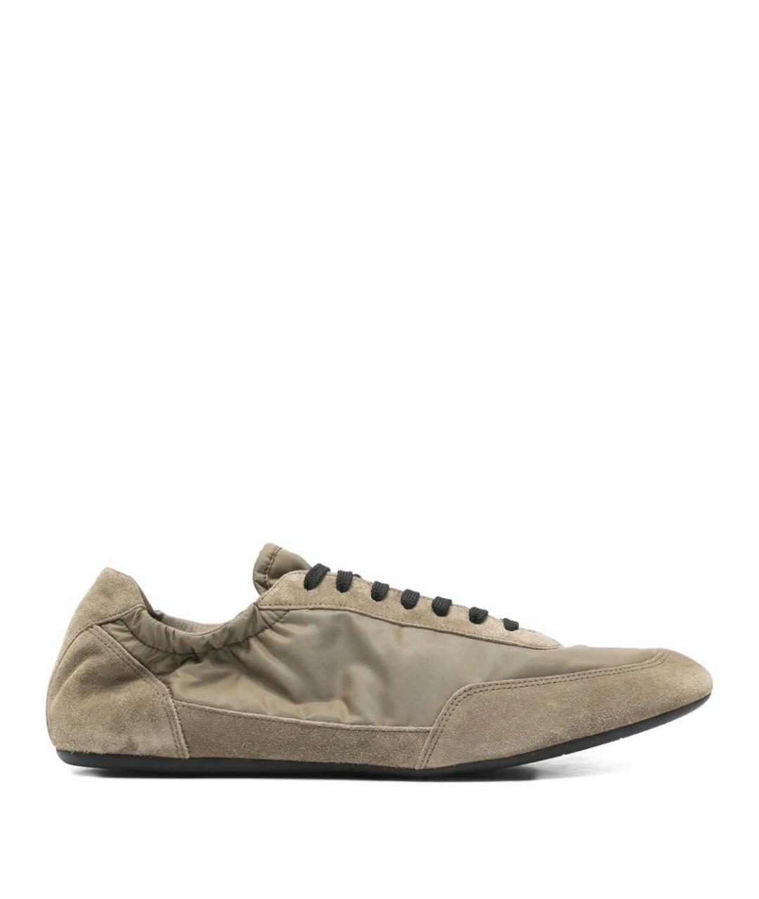 PRADA Зеленые замшевые низкие кроссовки / кеды, фото 1