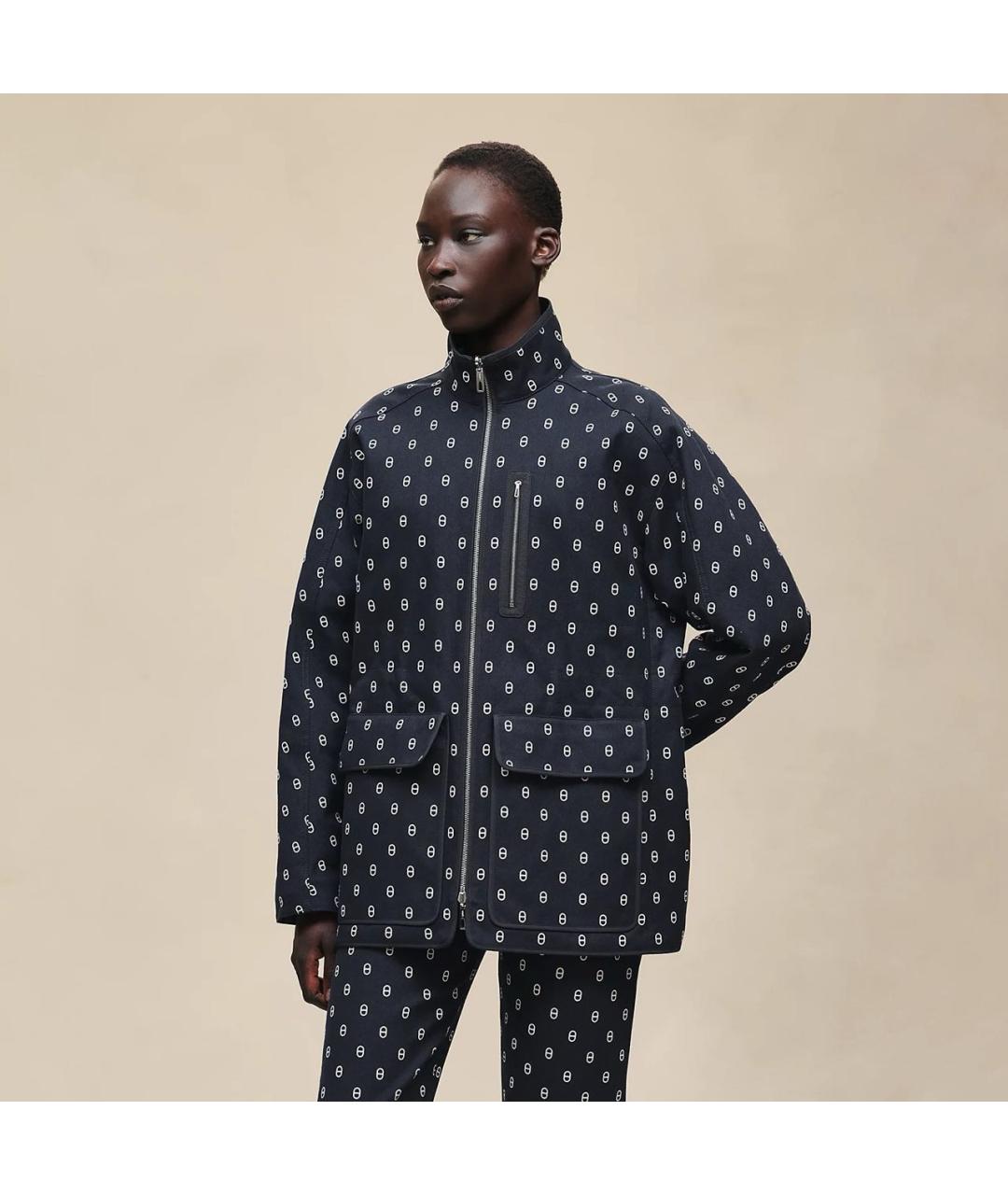 HERMES Темно-синяя полиэстеровая куртка, фото 3