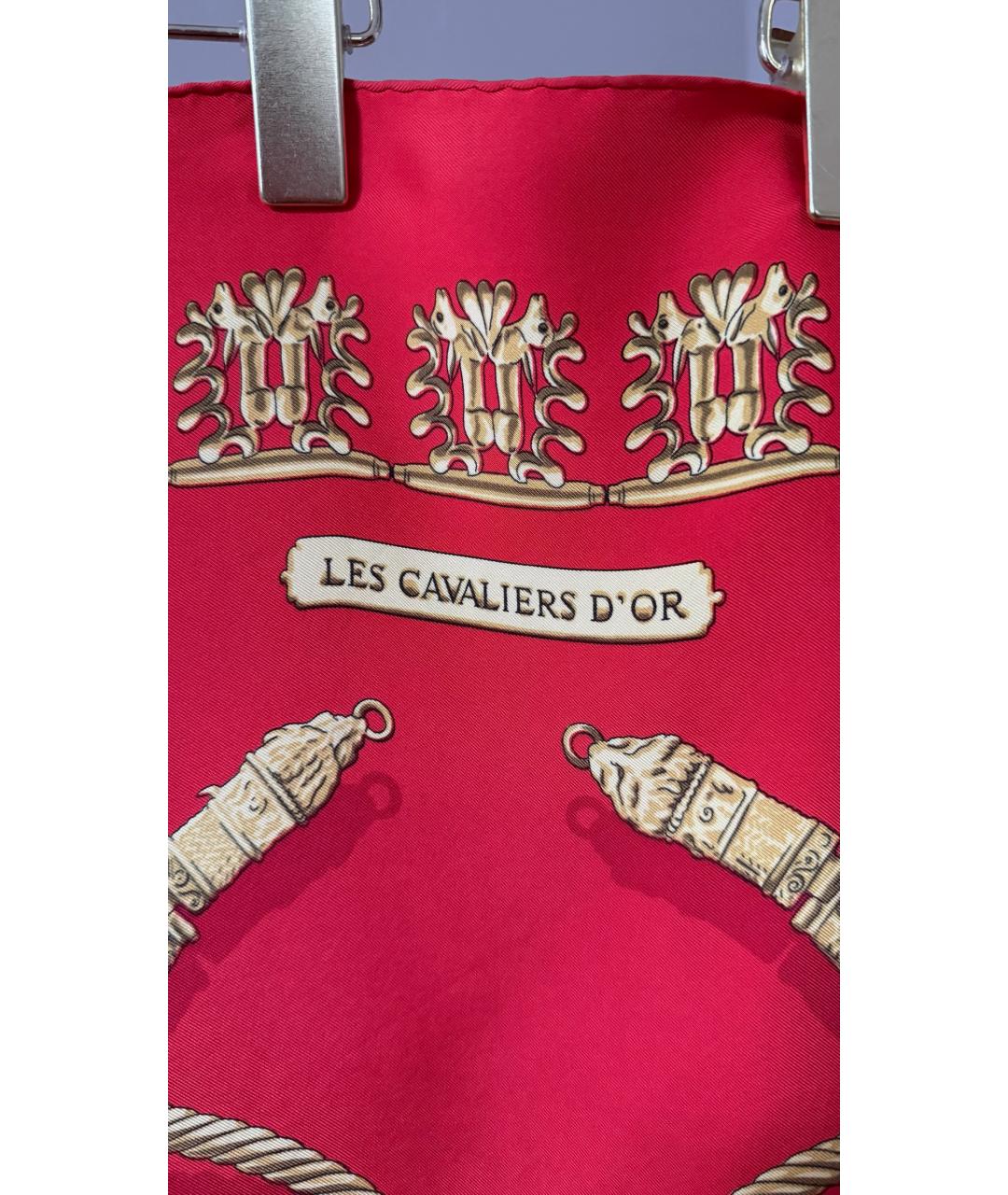 HERMES Красный шелковый платок, фото 2