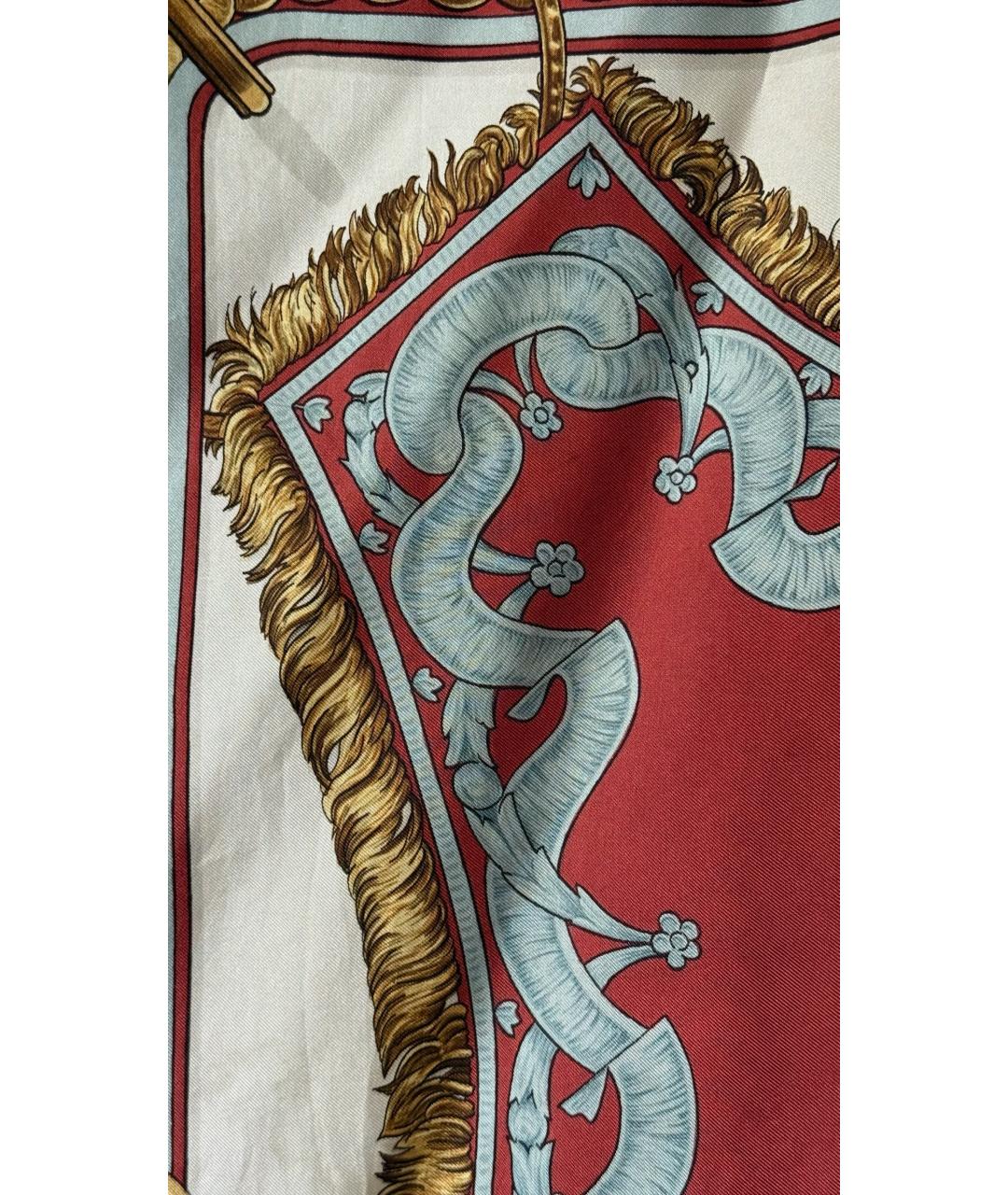 HERMES Красный шелковый платок, фото 3