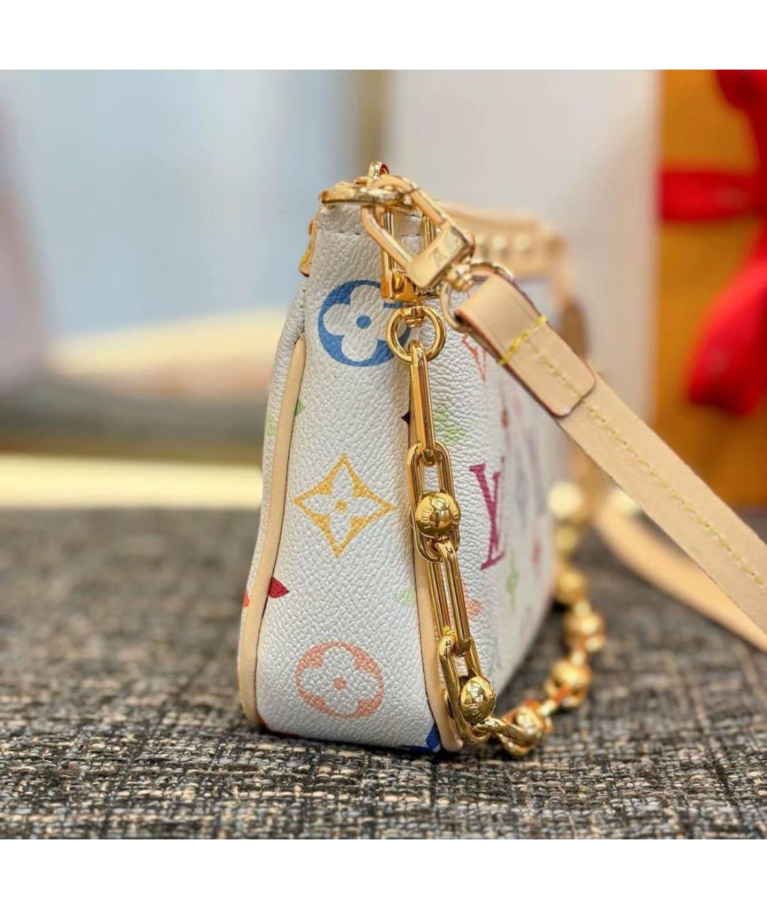 LOUIS VUITTON Белая кожаная сумка с короткими ручками, фото 3