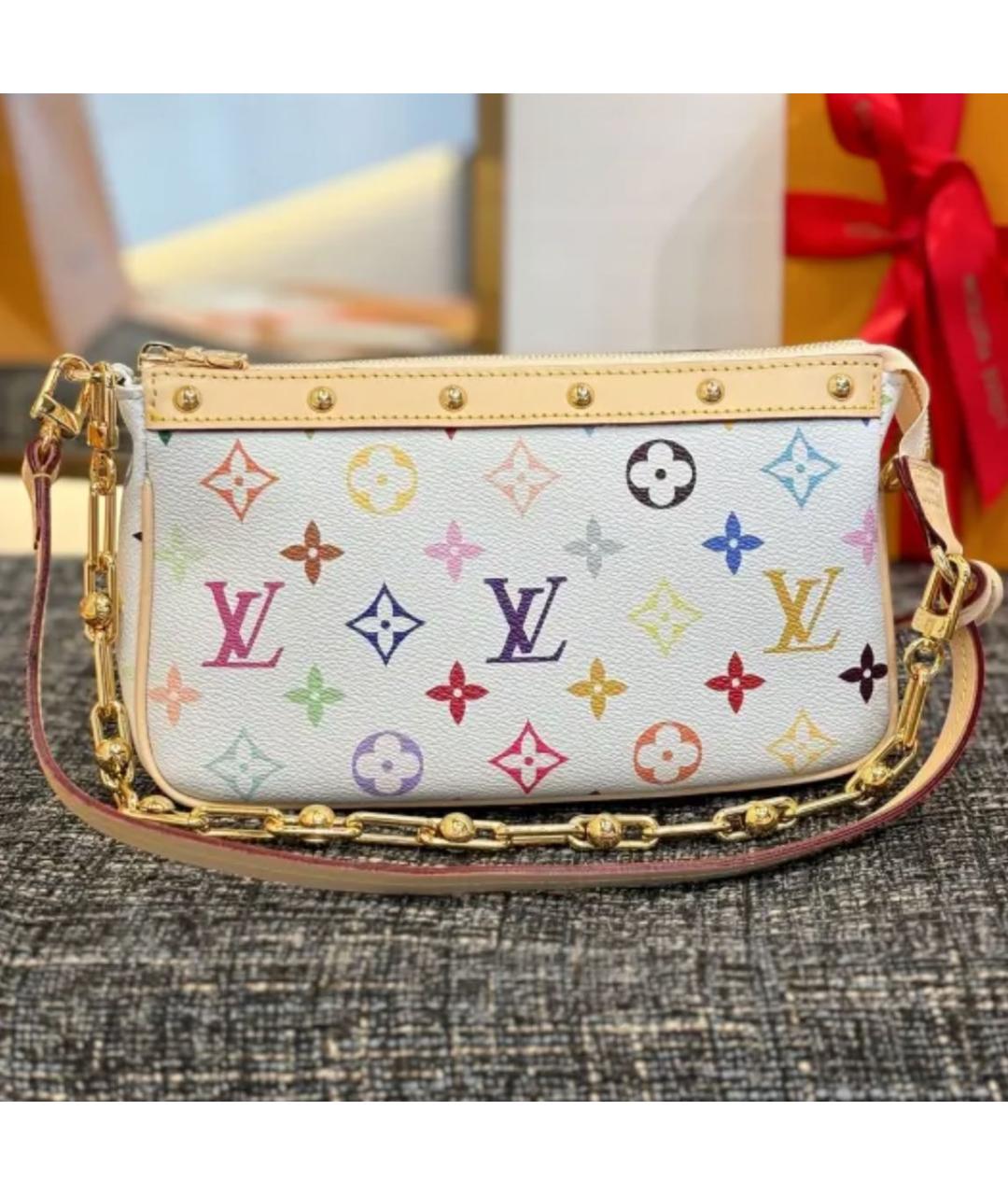 LOUIS VUITTON Белая кожаная сумка с короткими ручками, фото 2