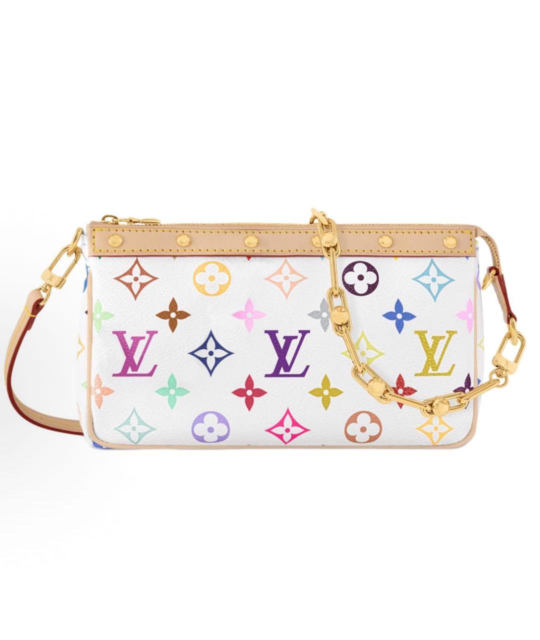LOUIS VUITTON Белая кожаная сумка с короткими ручками, фото 4