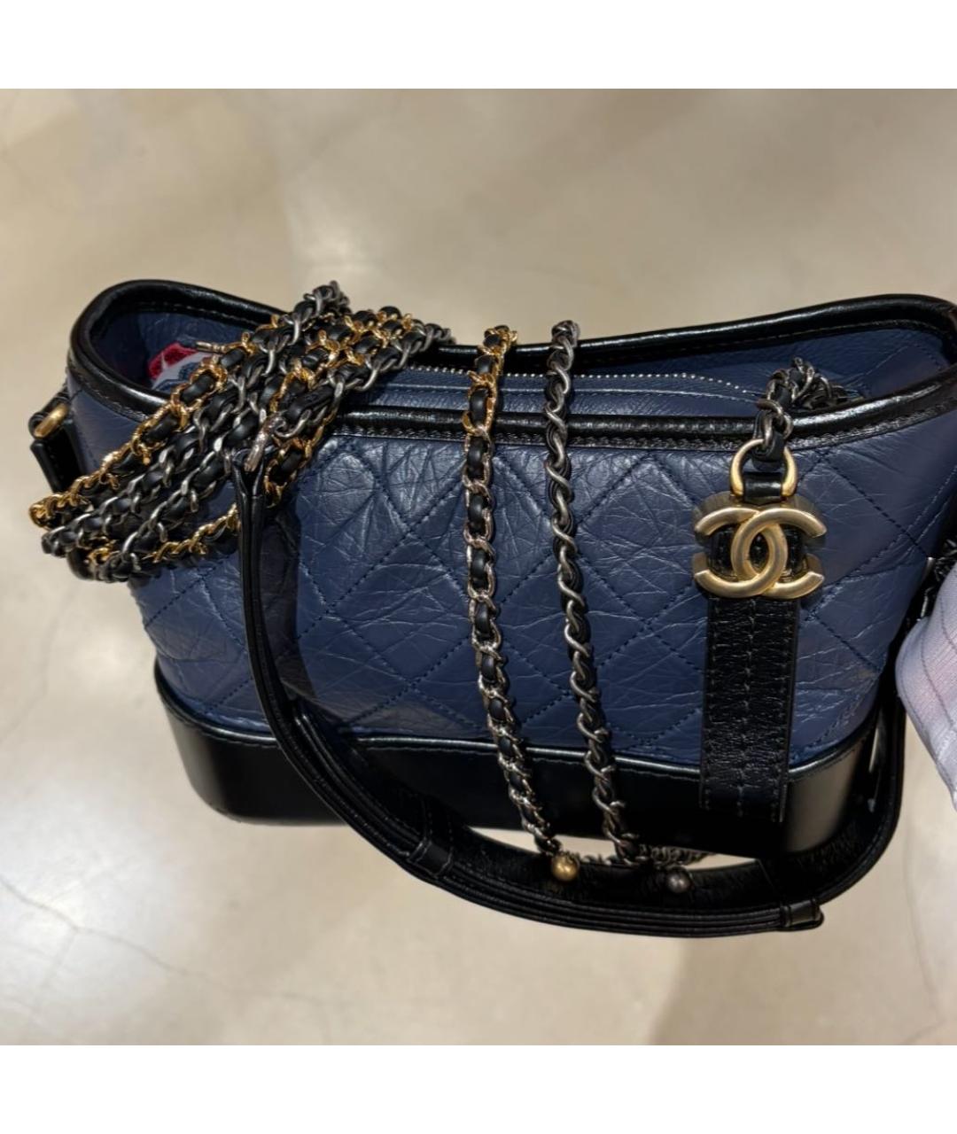 CHANEL Темно-синяя кожаная сумка через плечо, фото 2