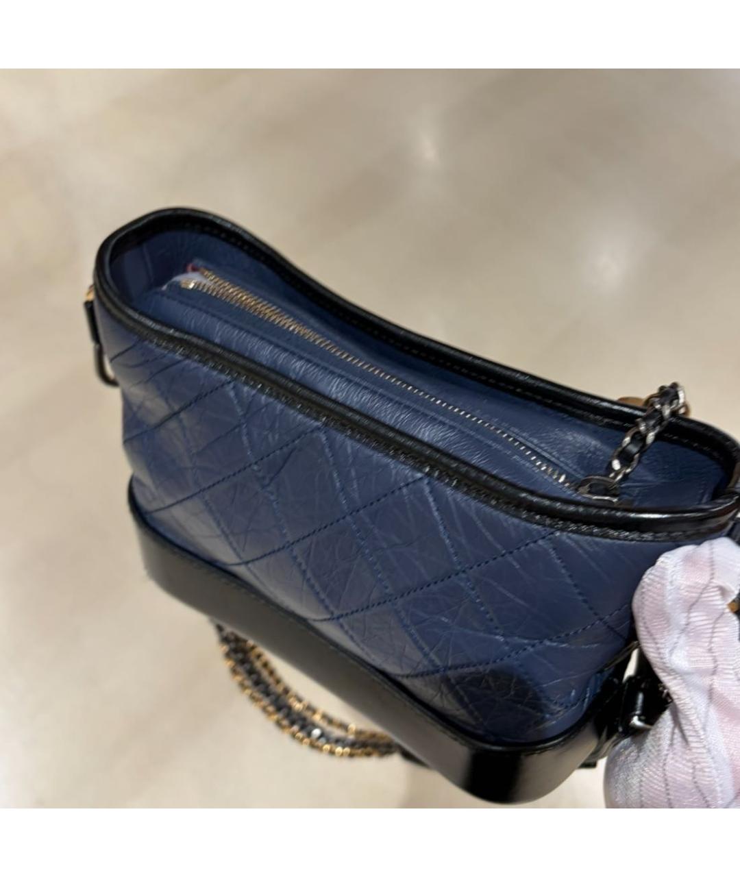 CHANEL Темно-синяя кожаная сумка через плечо, фото 3