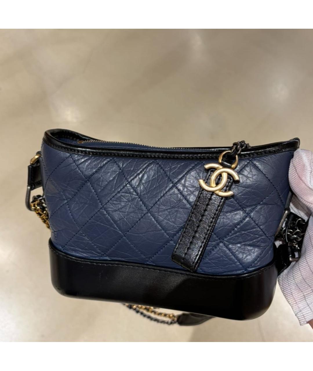 CHANEL Темно-синяя кожаная сумка через плечо, фото 5