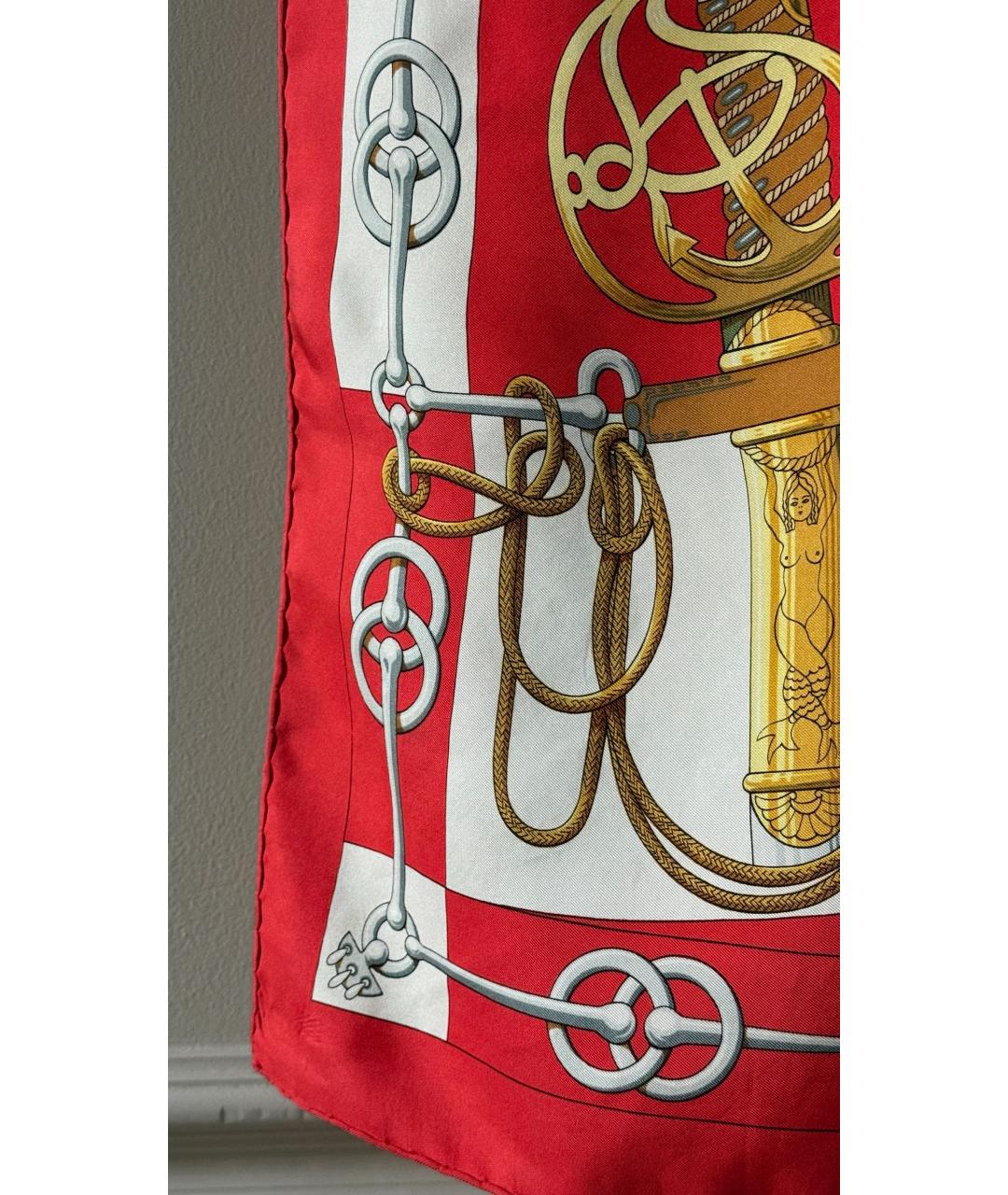 HERMES Коралловый шелковый платок, фото 3