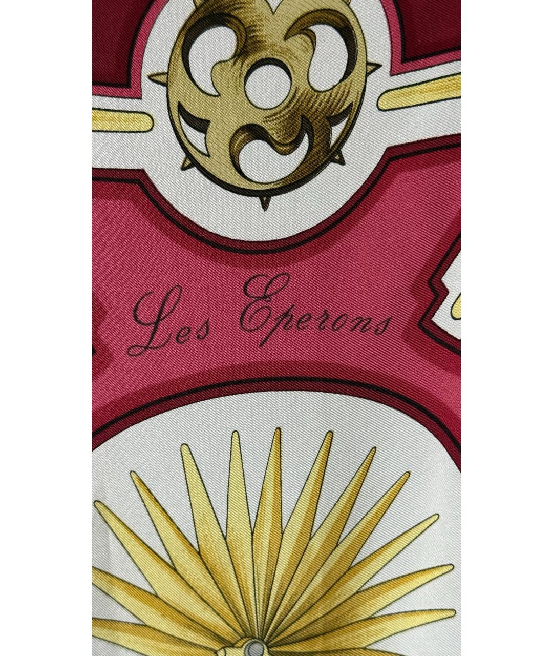 HERMES Бордовый шелковый платок, фото 4