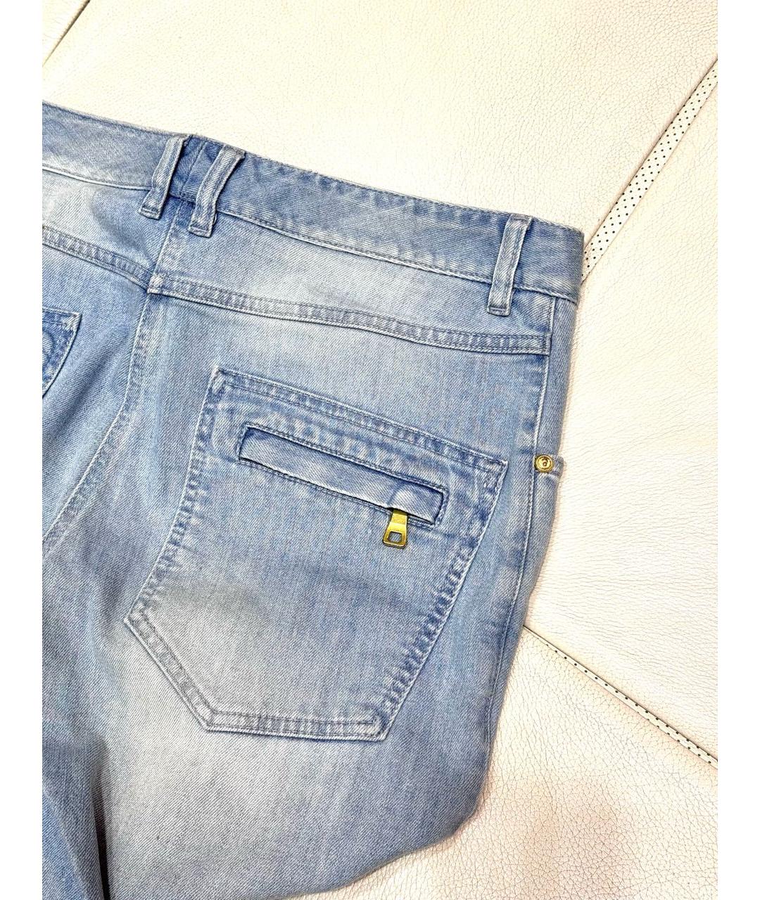 BALMAIN Голубые хлопко-эластановые прямые джинсы, фото 5