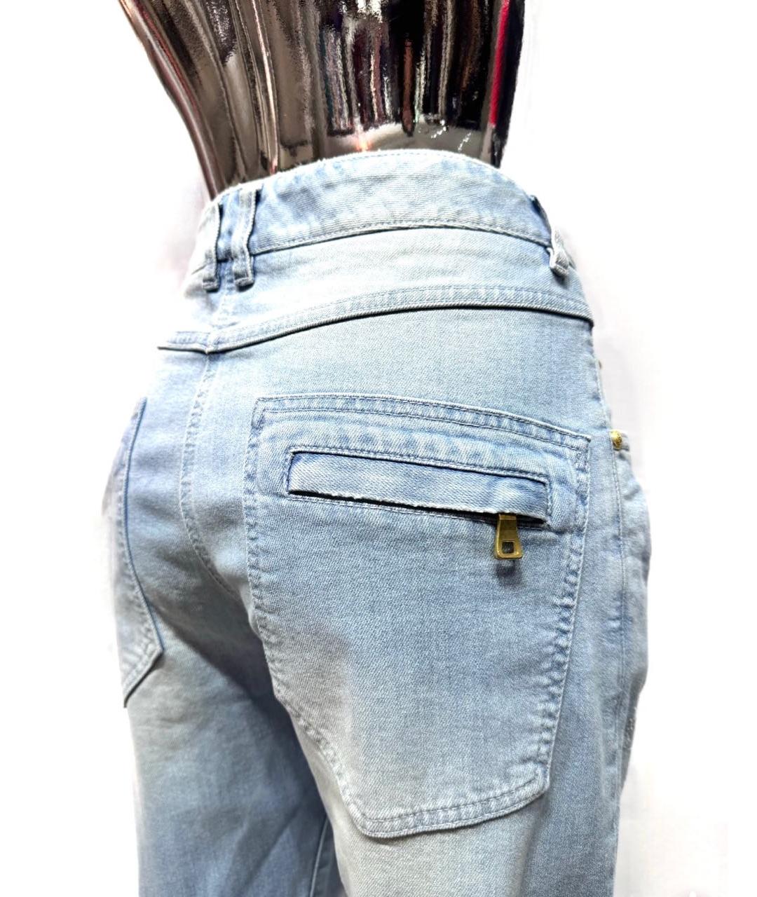 BALMAIN Голубые хлопко-эластановые прямые джинсы, фото 8