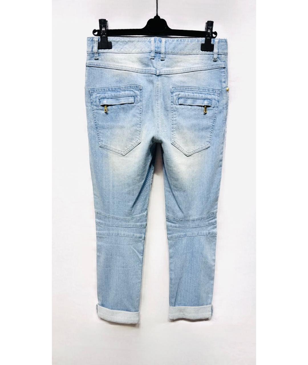 BALMAIN Голубые хлопко-эластановые прямые джинсы, фото 2