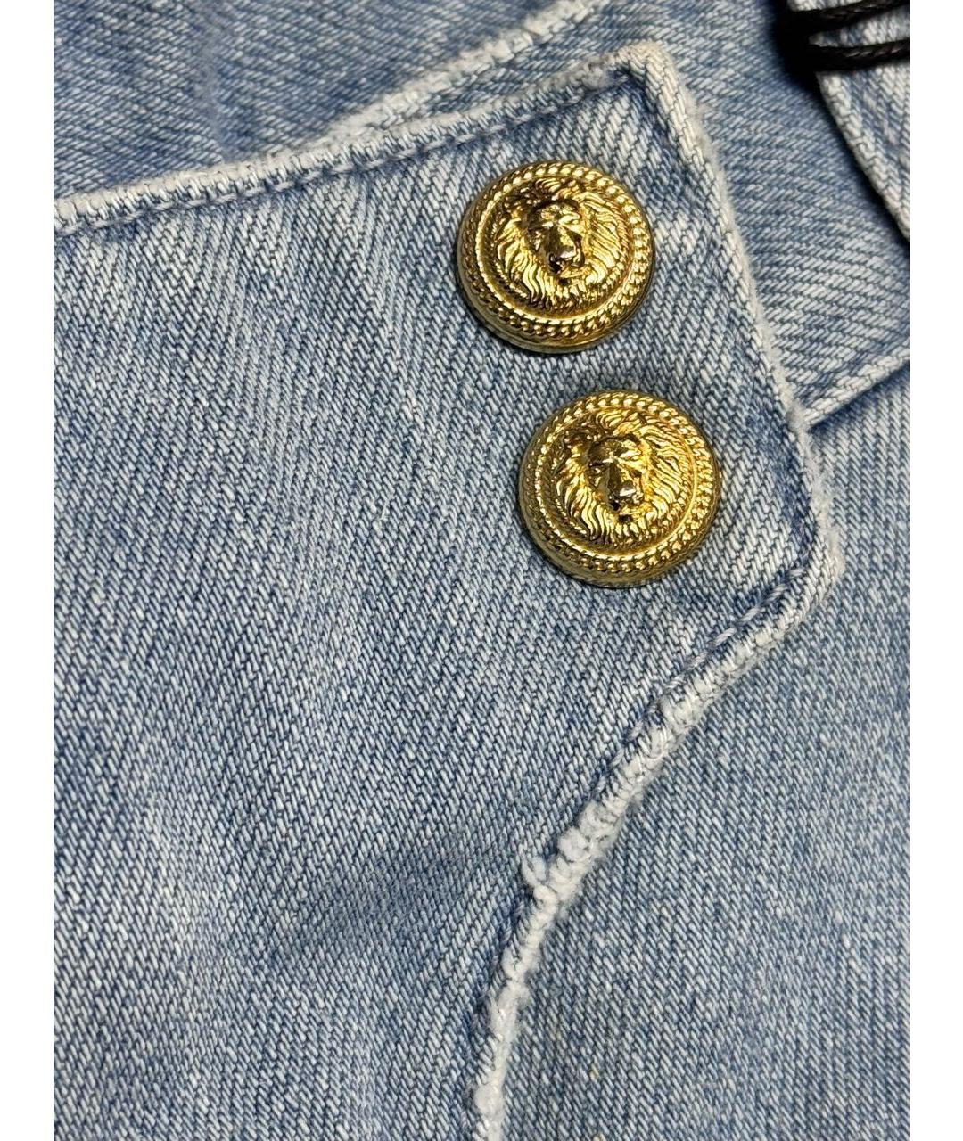 BALMAIN Голубые хлопко-эластановые прямые джинсы, фото 4