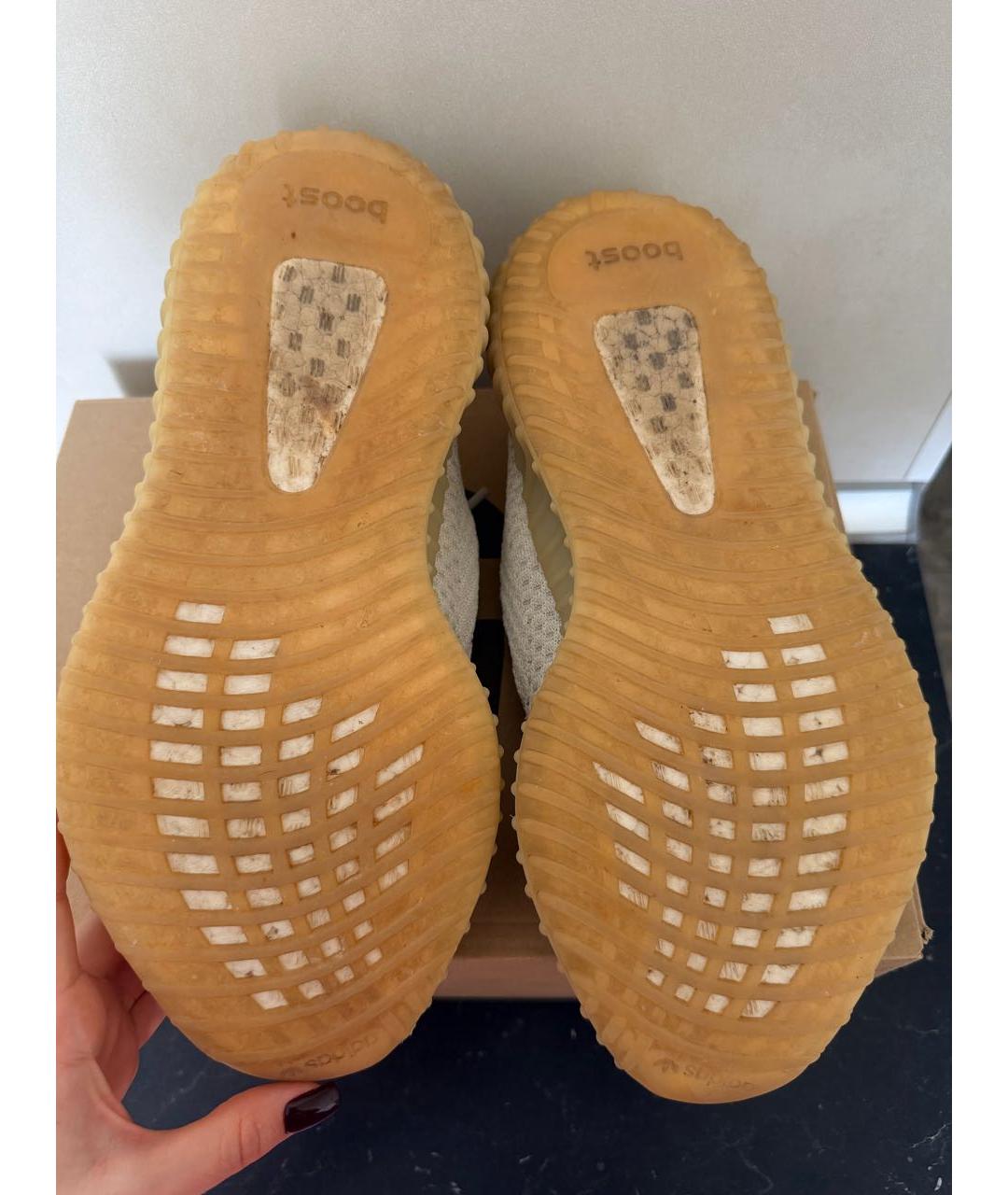 ADIDAS YEEZY Белые текстильные низкие кроссовки / кеды, фото 5