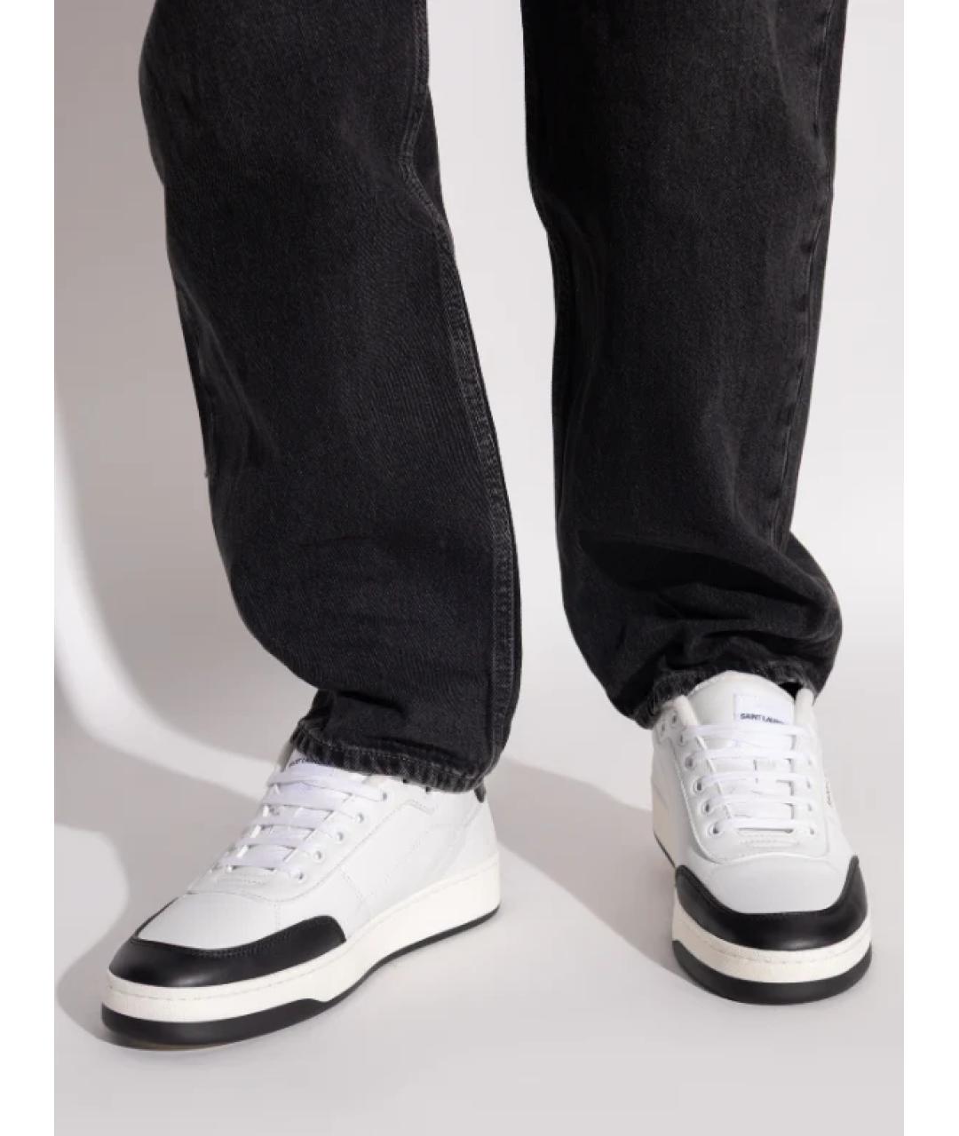 SAINT LAURENT Белые кожаные низкие кроссовки / кеды, фото 4